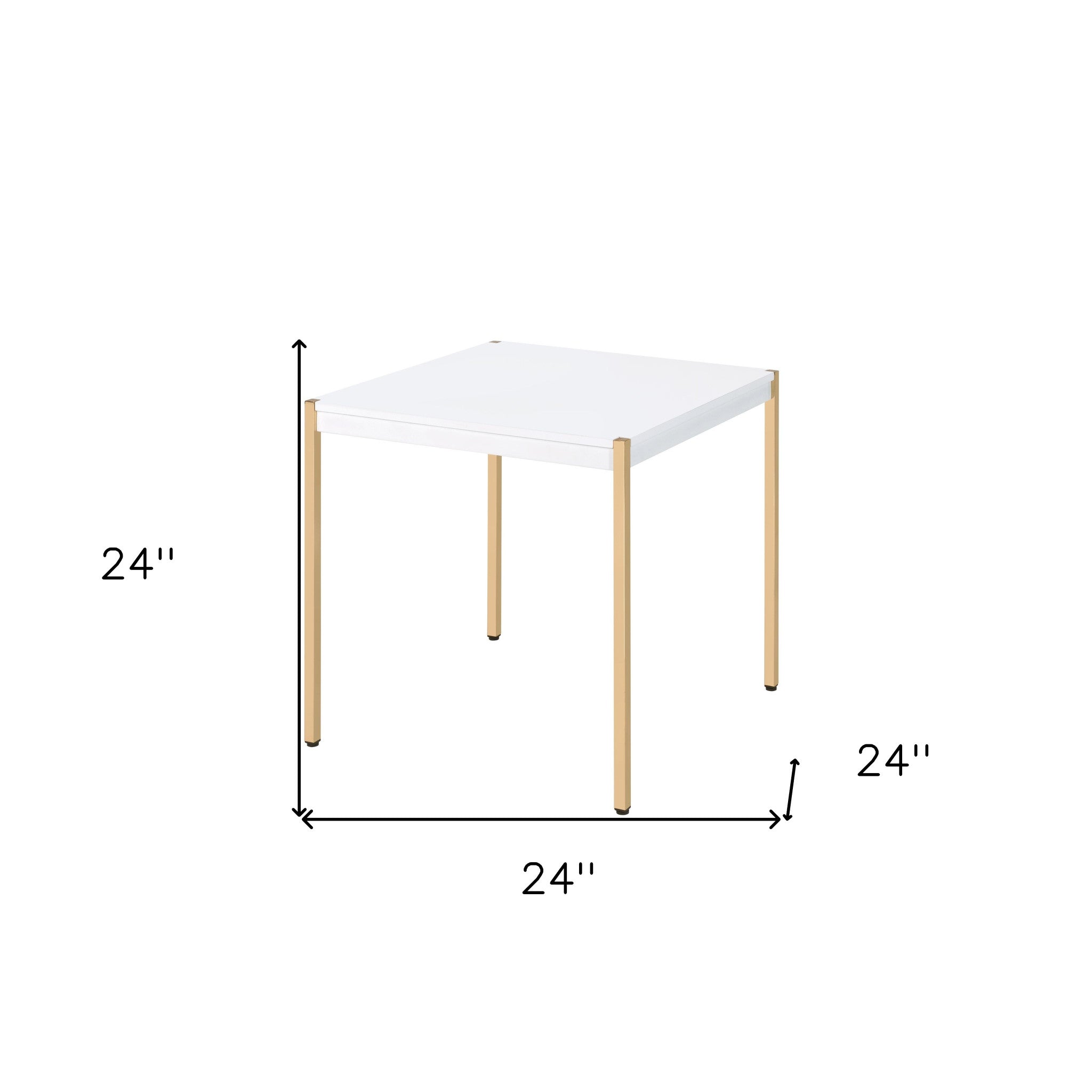 24" Gold And White Manufactured Wood Square End Table-5