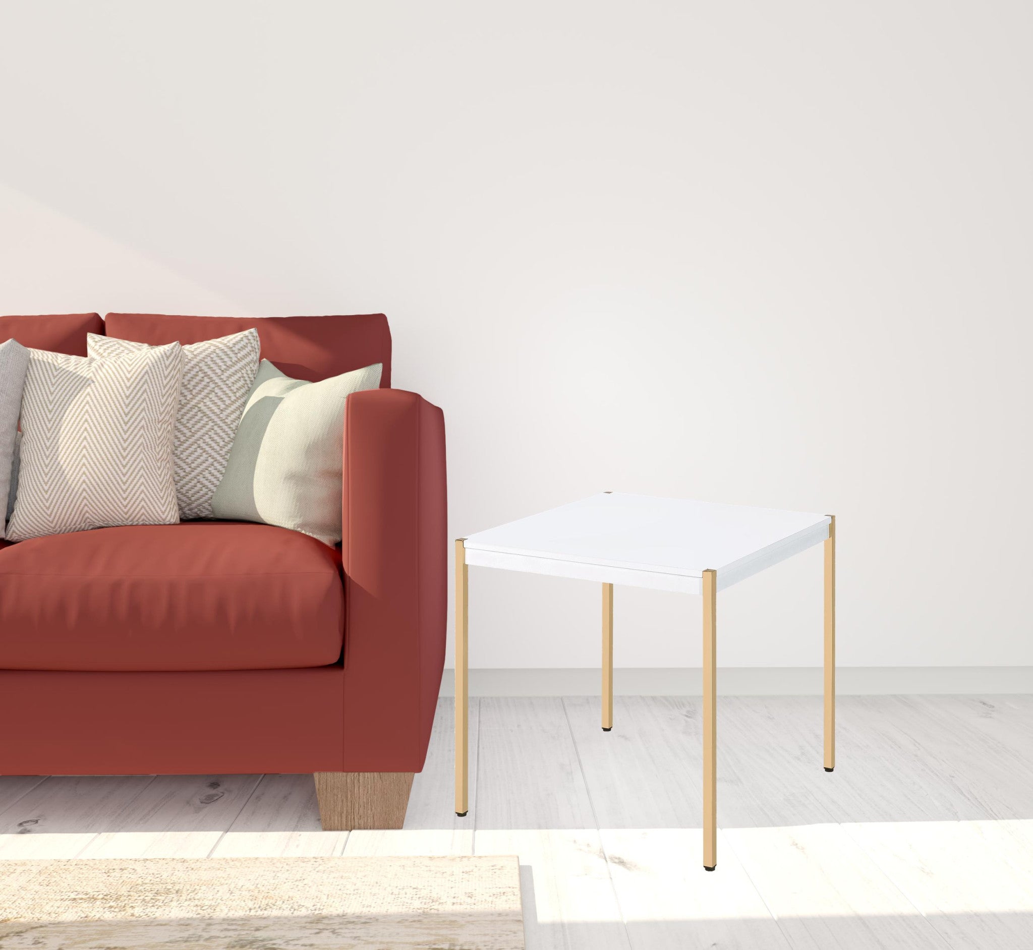 24" Gold And White Manufactured Wood Square End Table-2