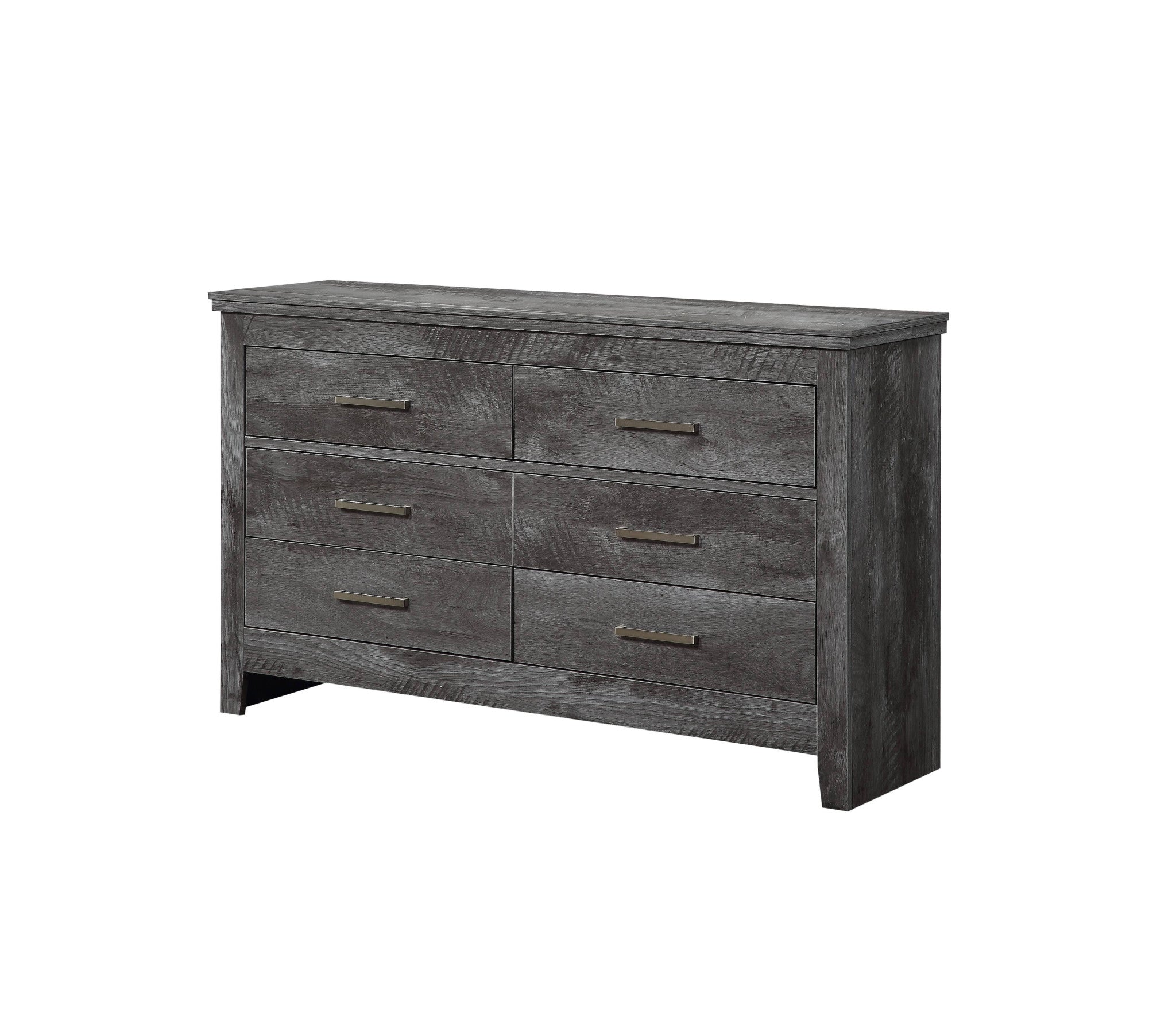 57" Gray Solid and Manufactured Wood Six Drawer Double Dresser-1