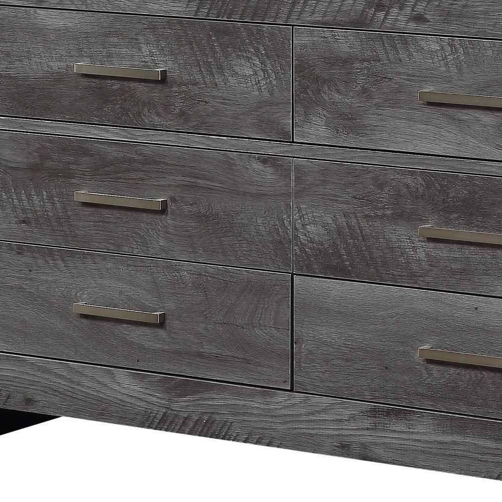 57" Gray Solid and Manufactured Wood Six Drawer Double Dresser-2