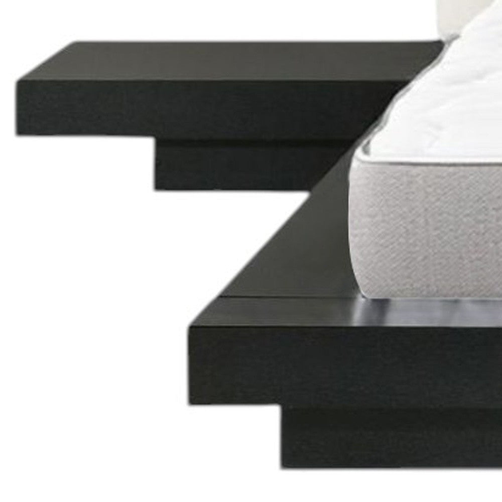 Black and White Solid Wood And Faux Leather Queen Bed Frame-3
