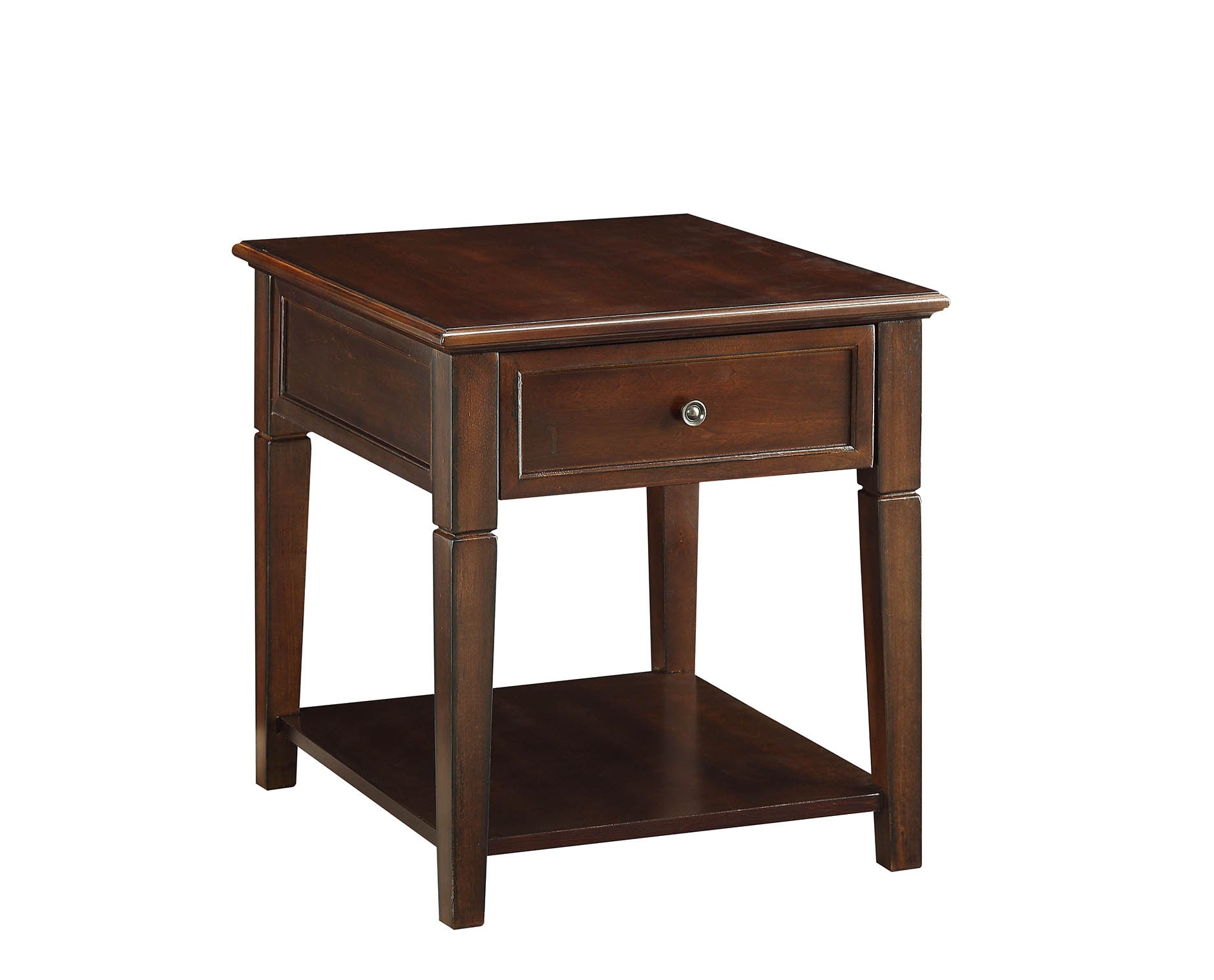 24" Walnut Manufactured Wood Rectangular End Table With Drawer And Shelf-2