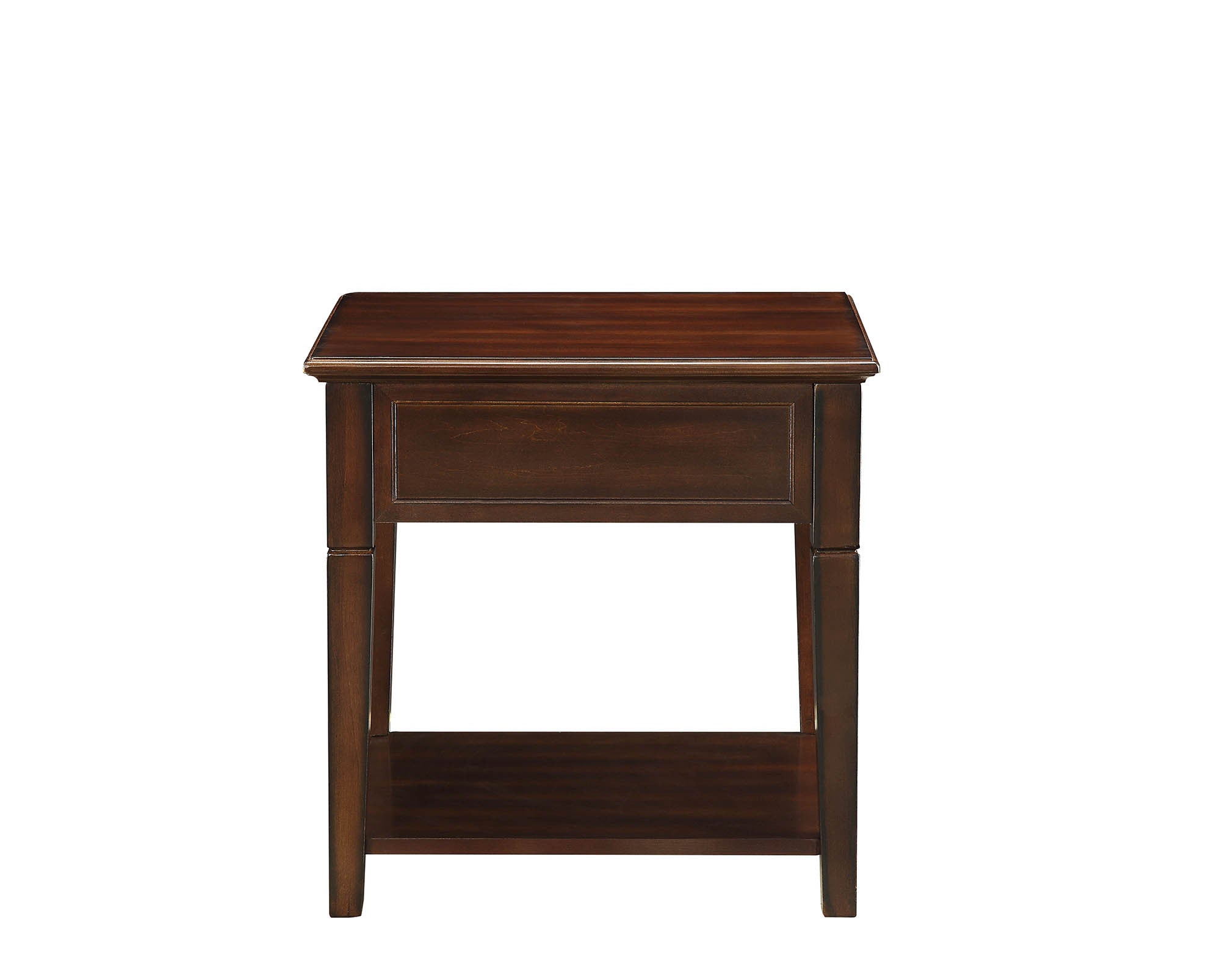 24" Walnut Manufactured Wood Rectangular End Table With Drawer And Shelf-5