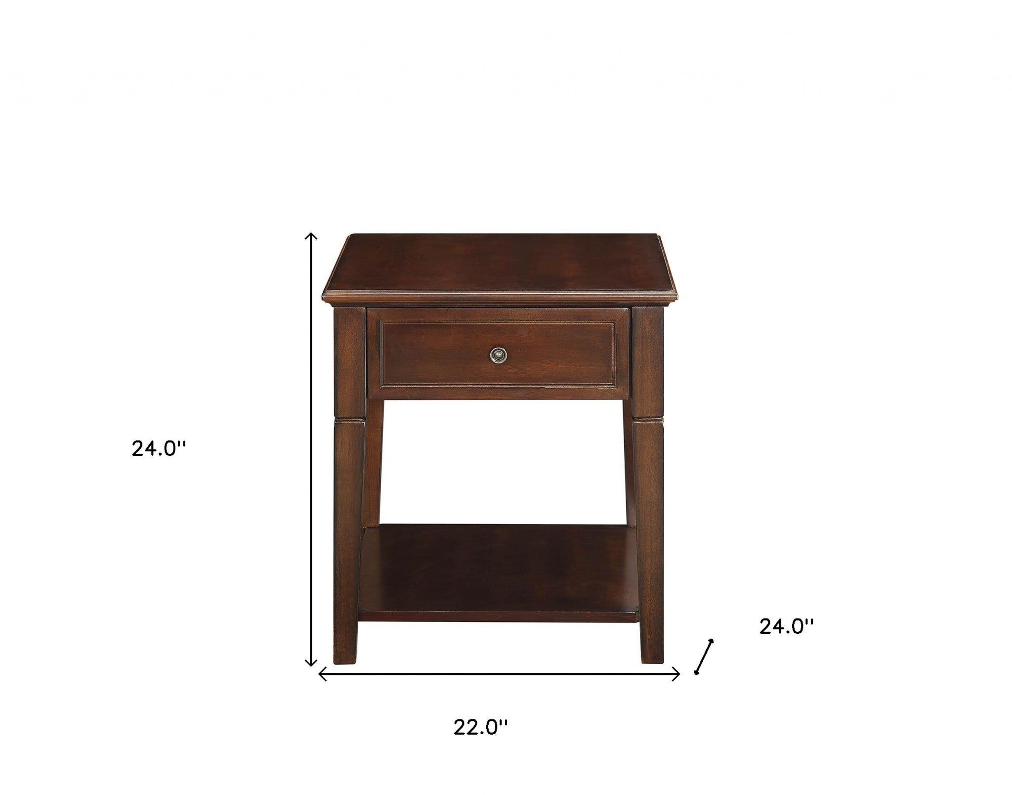 24" Walnut Manufactured Wood Rectangular End Table With Drawer And Shelf-7