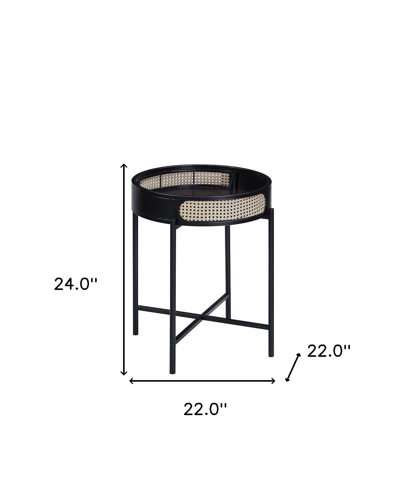 24" Black Melamine Veneer And Manufactured Wood Round End Table-5