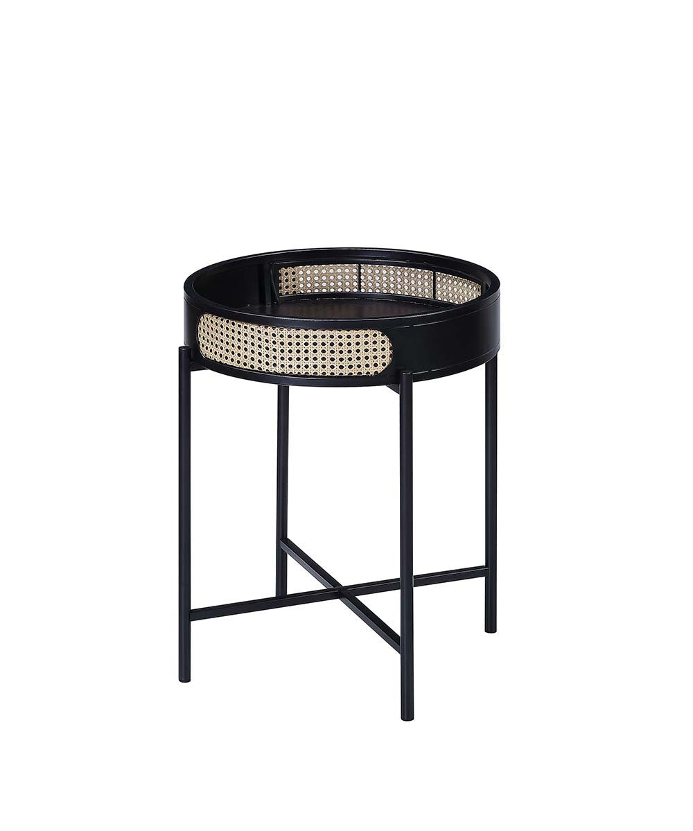 24" Black Melamine Veneer And Manufactured Wood Round End Table-2