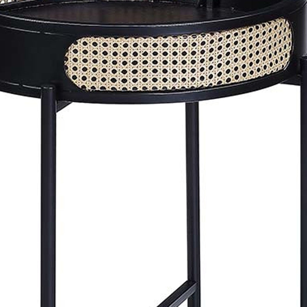 24" Black Melamine Veneer And Manufactured Wood Round End Table-4