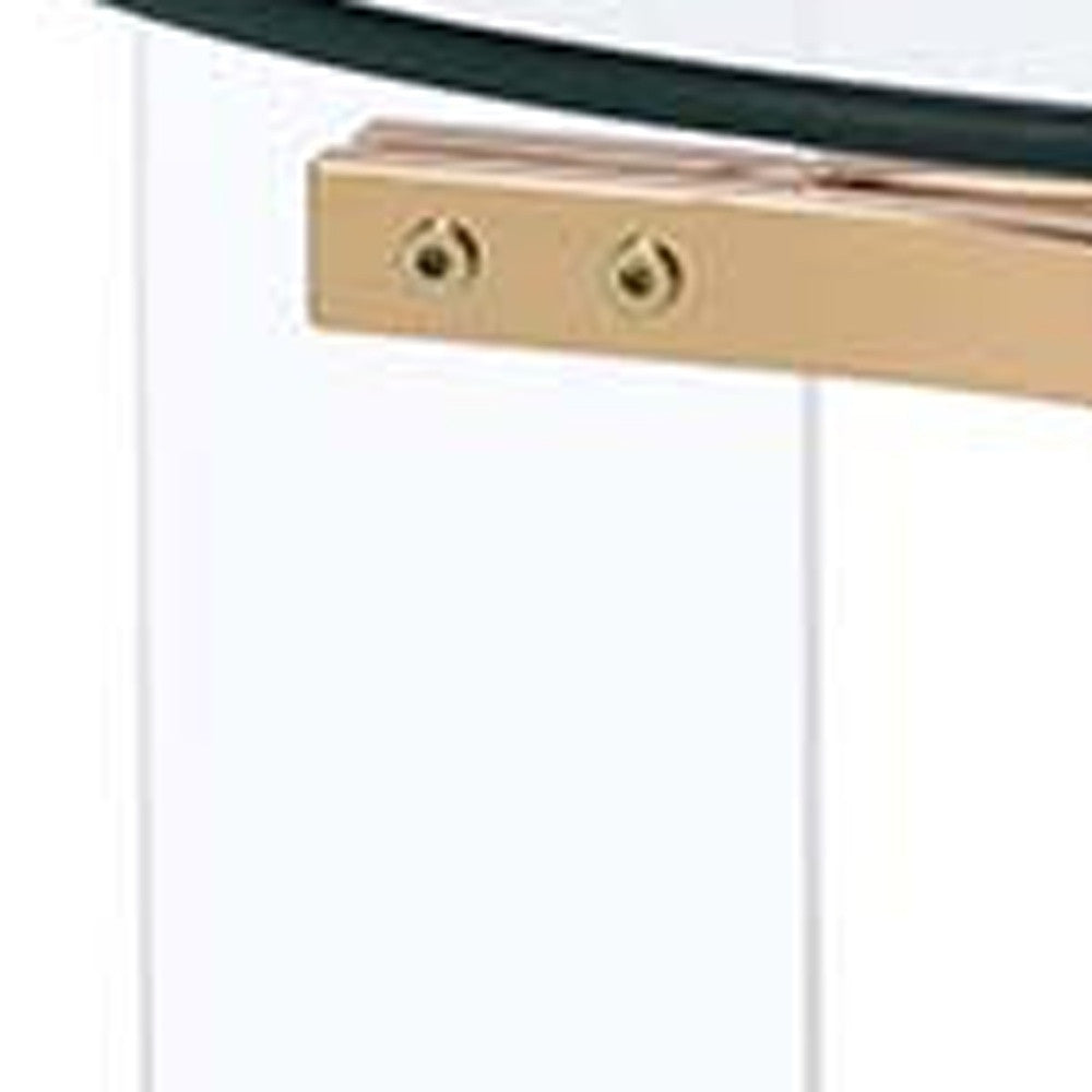 24" Gold And Clear Glass And Metal Round End Table-5