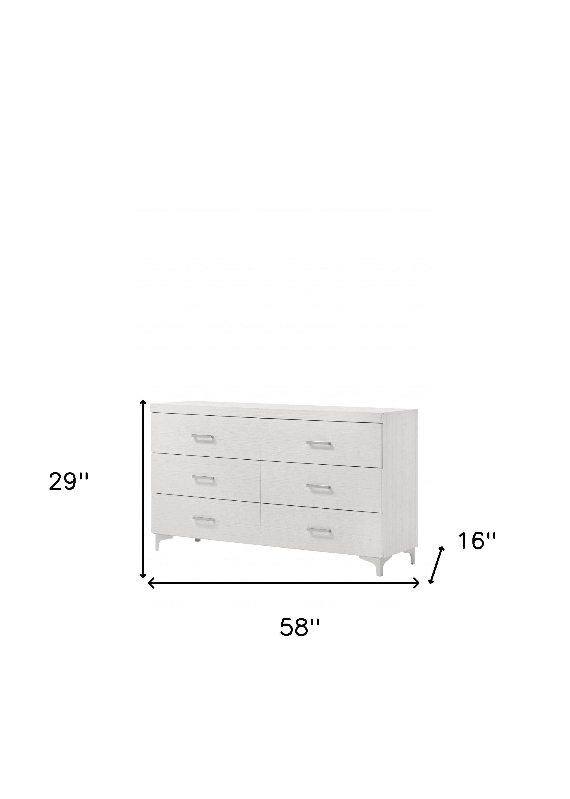 58" White Solid and Manufactured Wood Six Drawer Double Dresser-4
