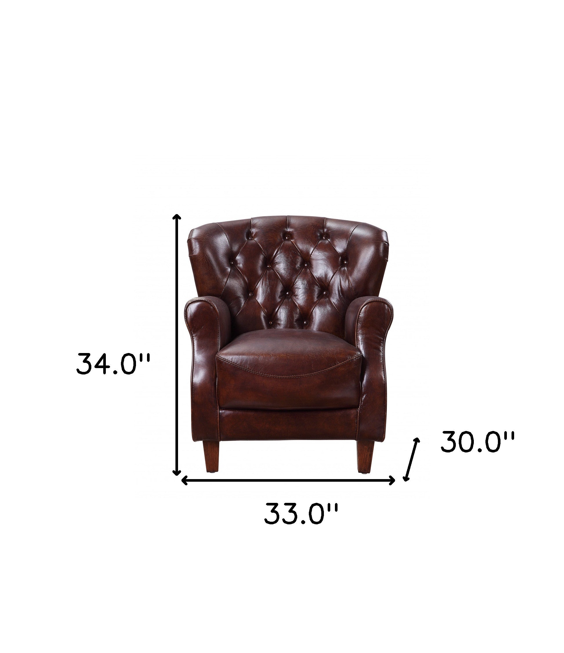 30" Brown and Steel Blue Top Grain Leather Tufted Club Chair-5