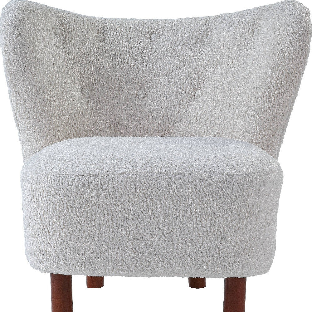 31" White and Brown Sherpa Polka Dots Wingback Chair-2