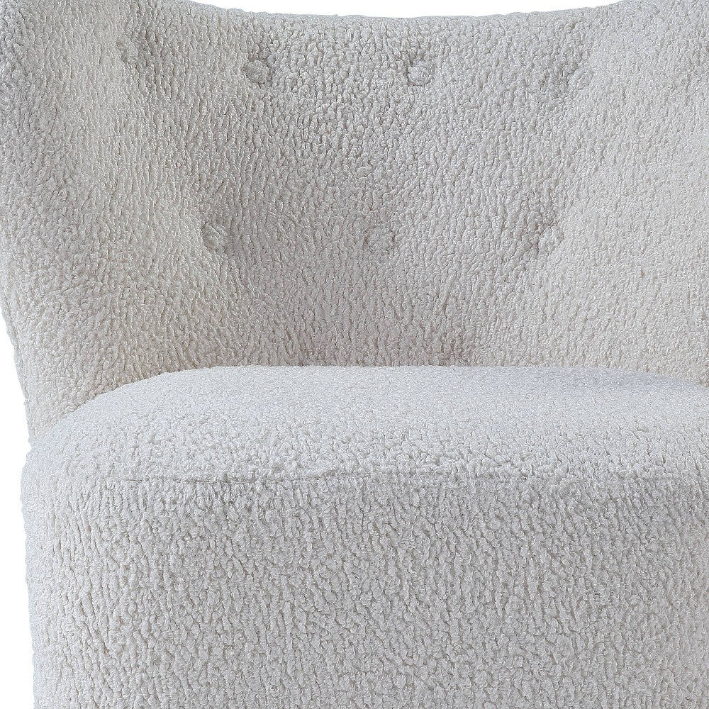 31" White and Brown Sherpa Polka Dots Wingback Chair-4