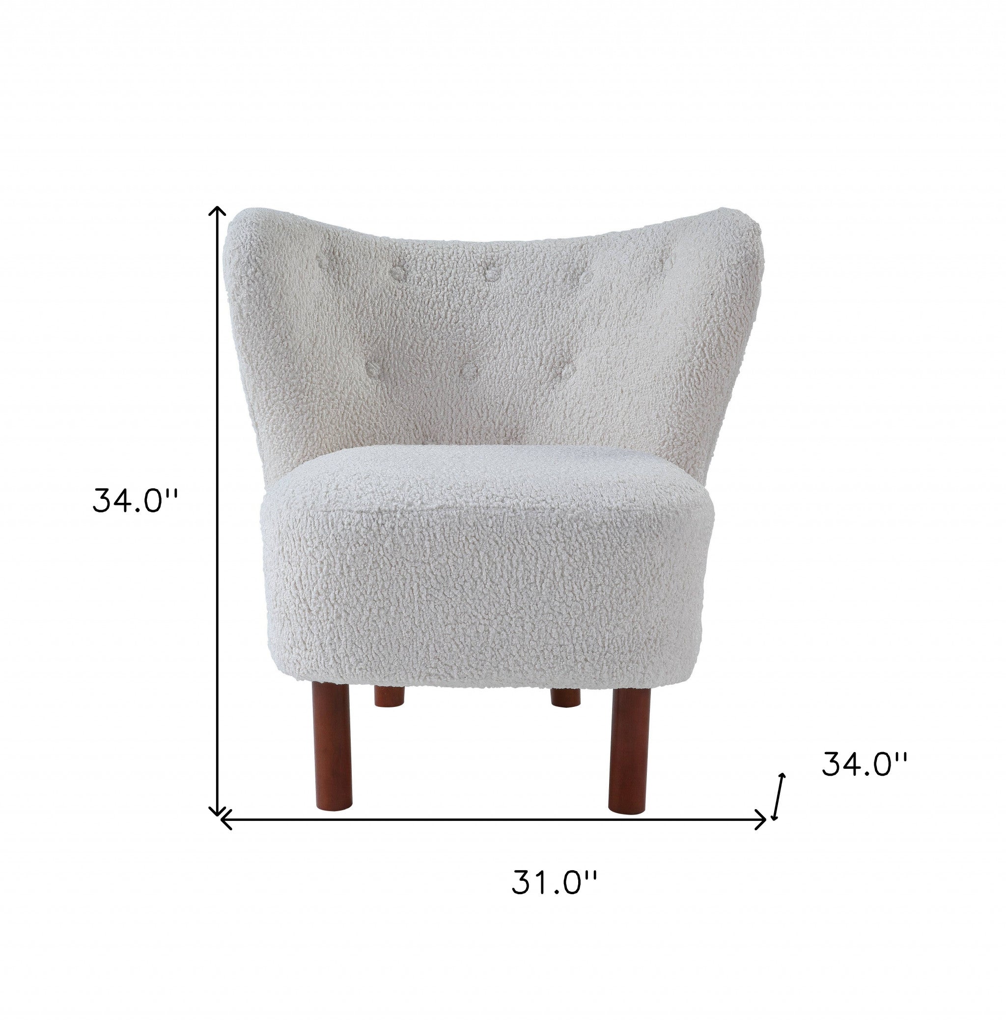 31" White and Brown Sherpa Polka Dots Wingback Chair-5