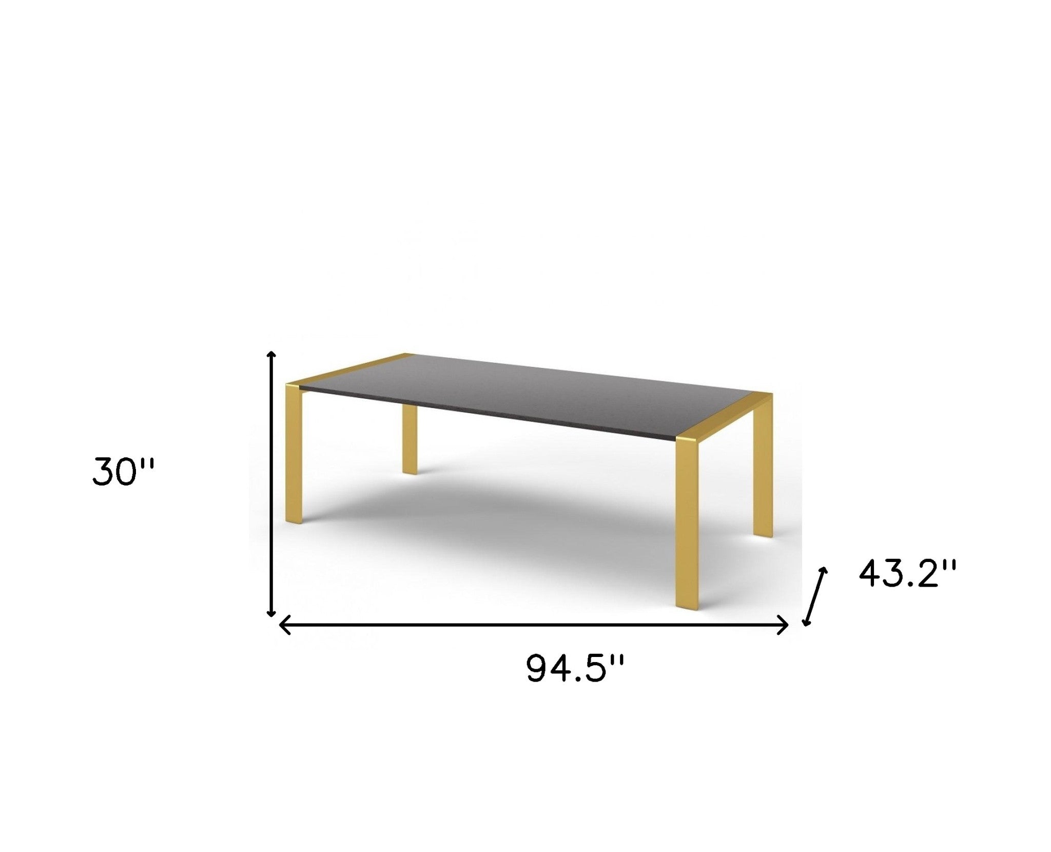 95" Gray And Brass Stainless Steel Dining Table-4