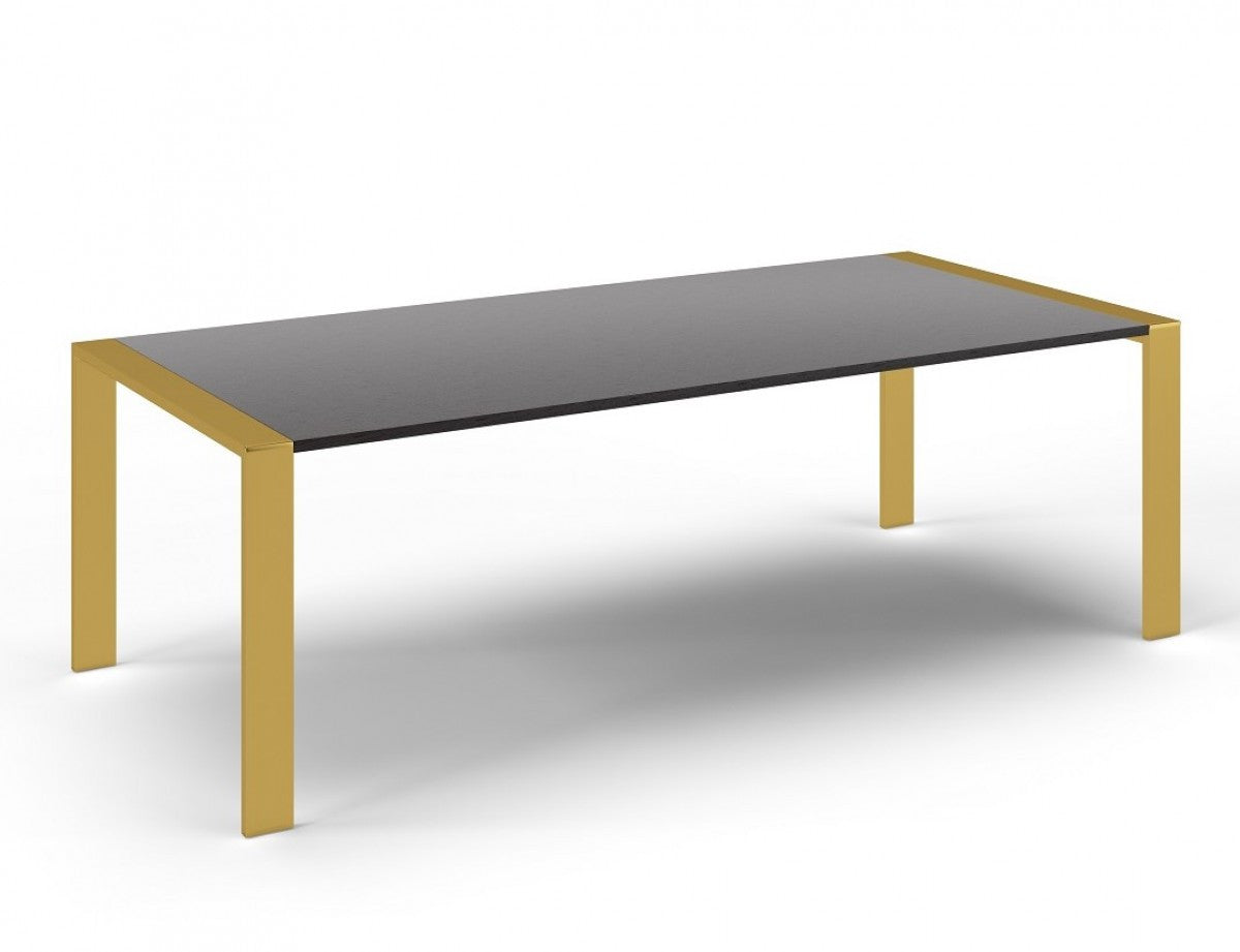 95" Gray And Brass Stainless Steel Dining Table-2