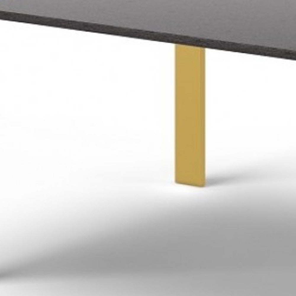 95" Gray And Brass Stainless Steel Dining Table-3