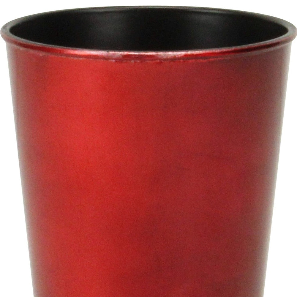 5" Red Recycled Plastic Indoor Outdoor Round Pot Planter-3