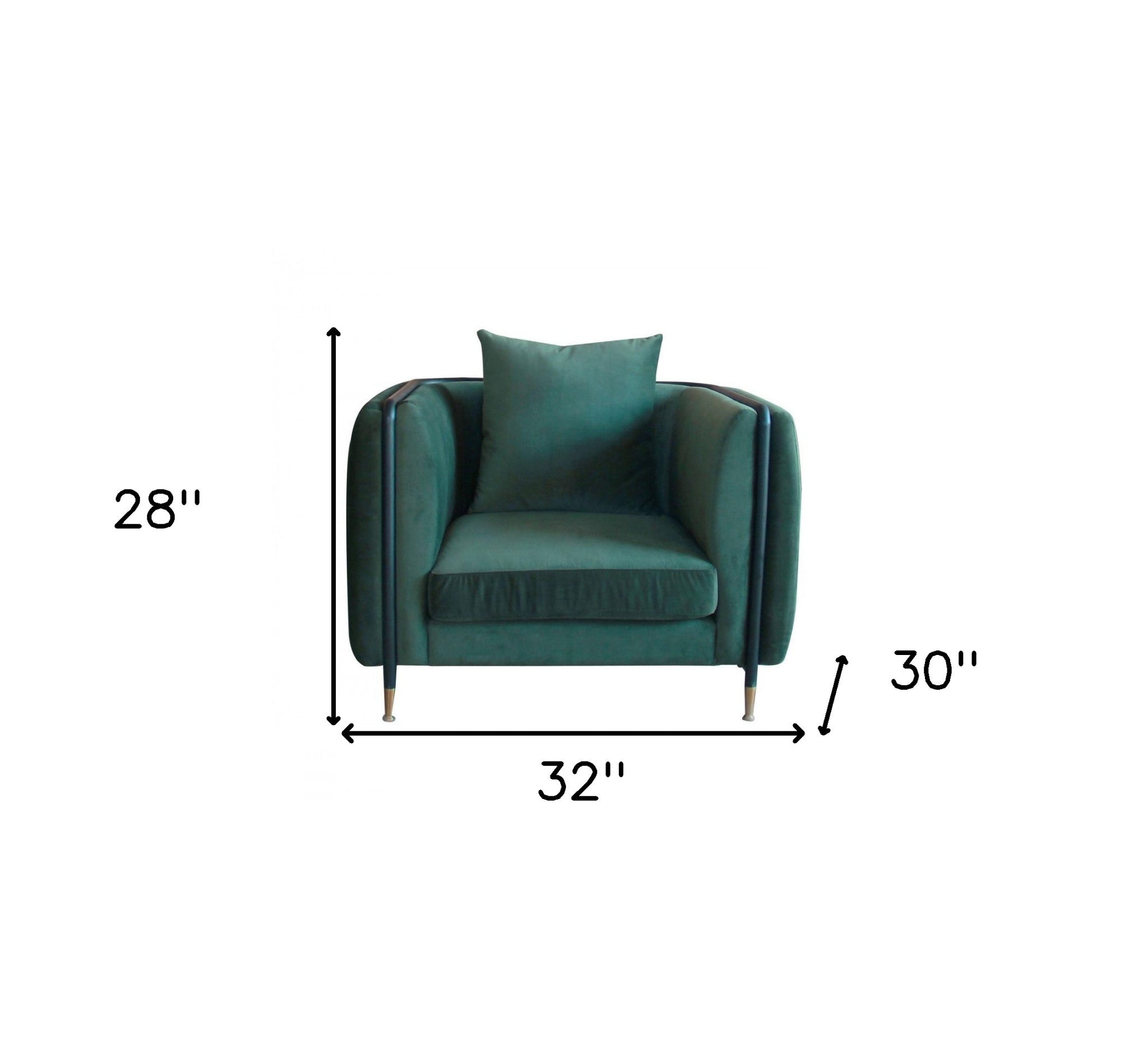32" Green And Black Velvet Arm Chair-4