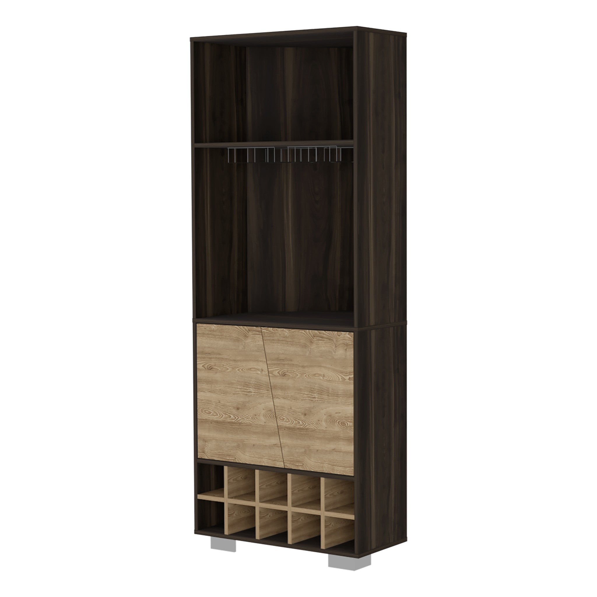 27" Dark Brown Corner Bar Cabinet With Multiple Shelves-0