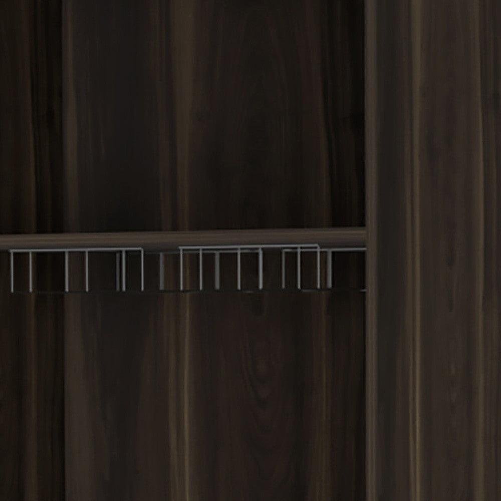 27" Dark Brown Corner Bar Cabinet With Multiple Shelves-3