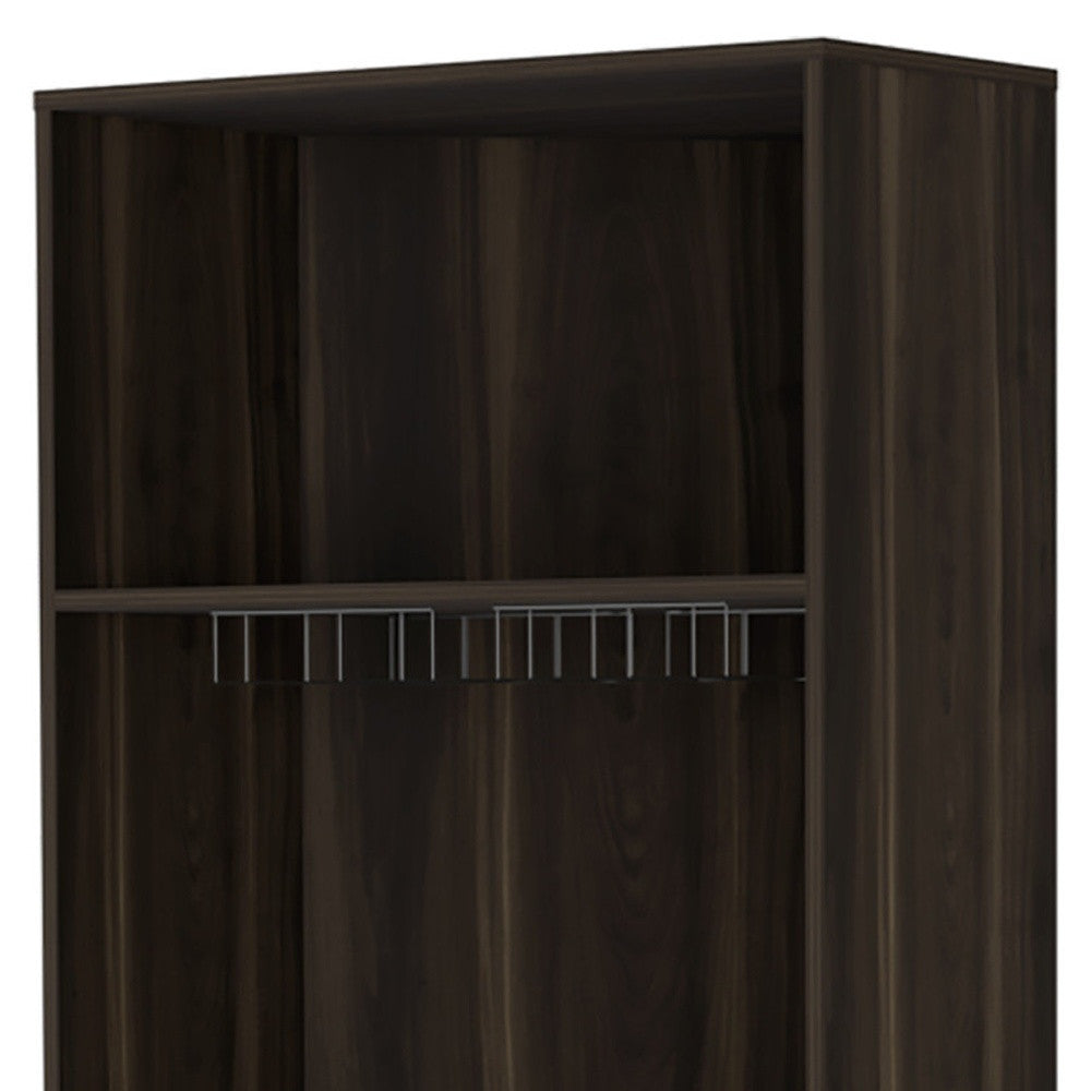 27" Dark Brown Corner Bar Cabinet With Multiple Shelves-4