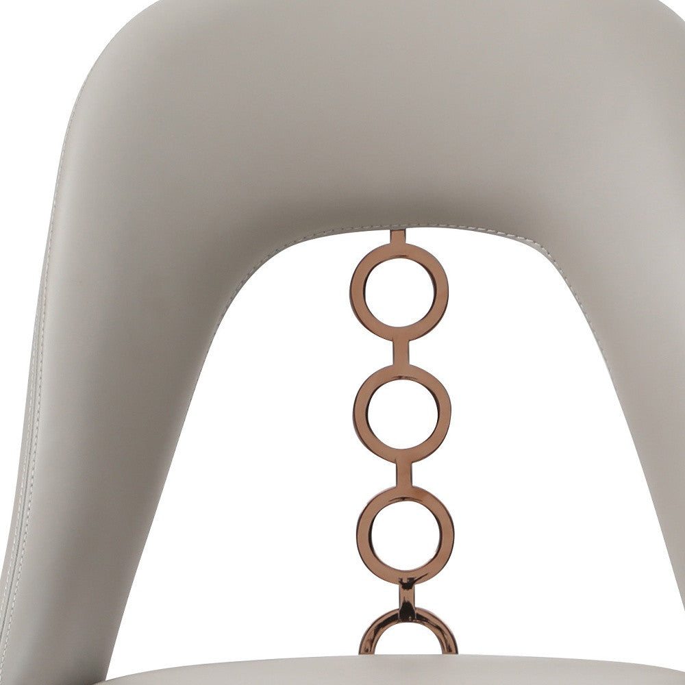 Set of Two Light Gray Faux Leather Dining Side Chairs With Rose Gold Accents-4