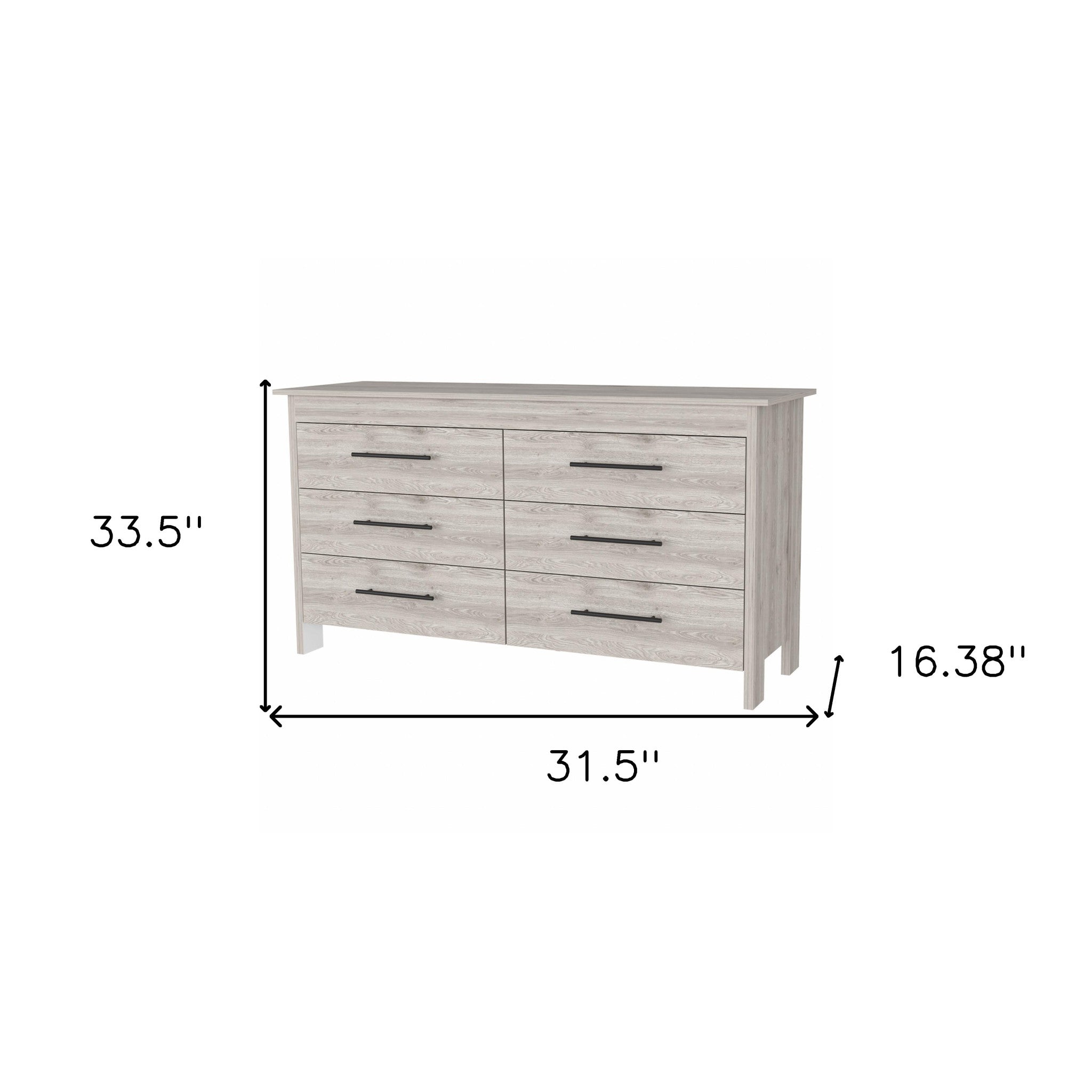 32" Light Gray Six Drawer Double Dresser-7
