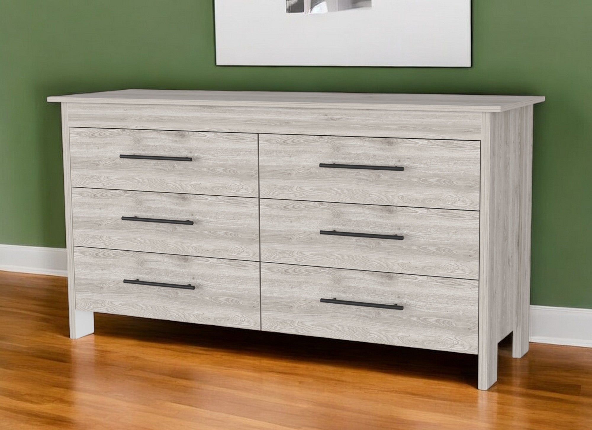 32" Light Gray Six Drawer Double Dresser-0