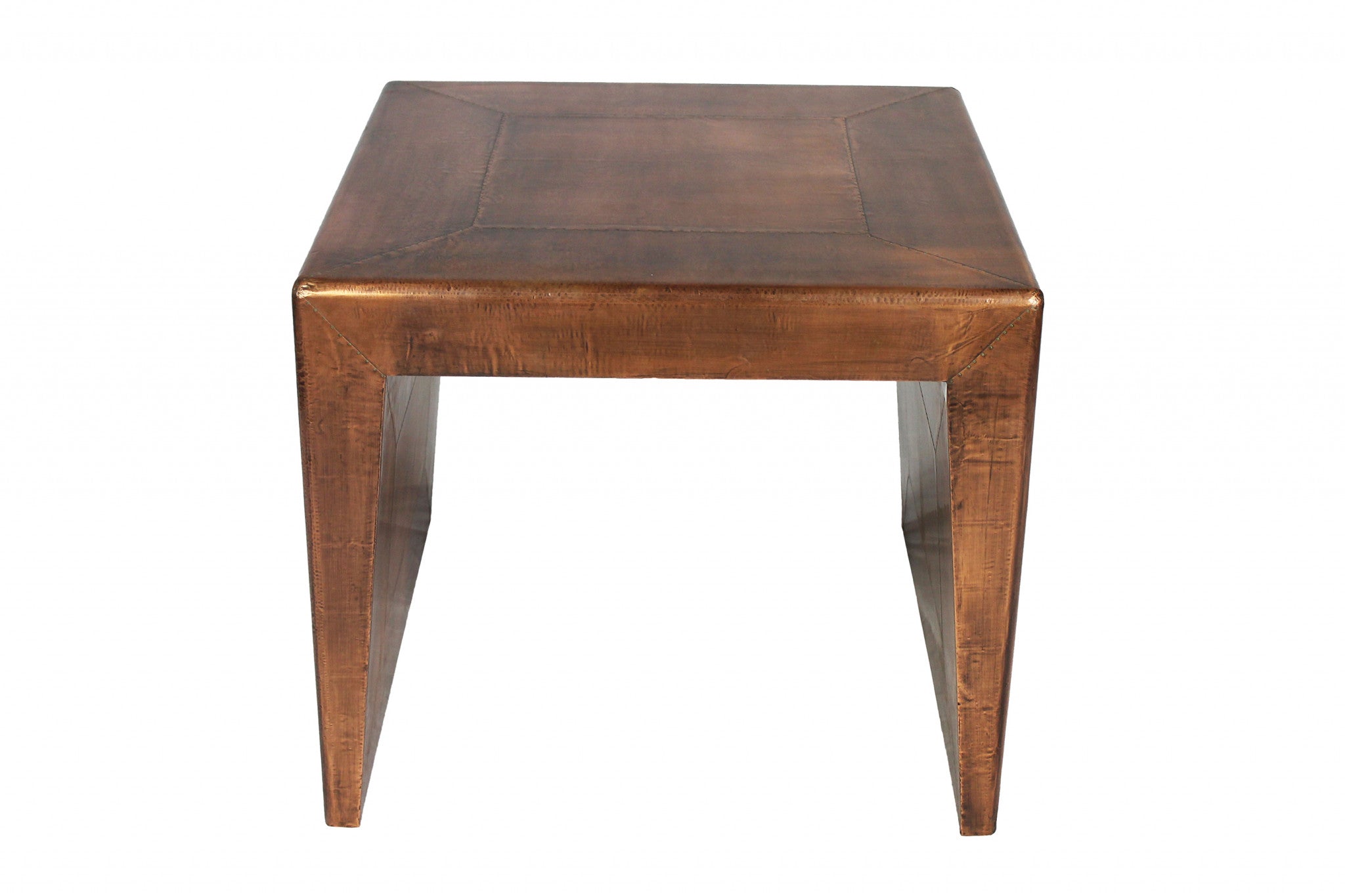 24" Copper Wood and Metal Square End Table-1