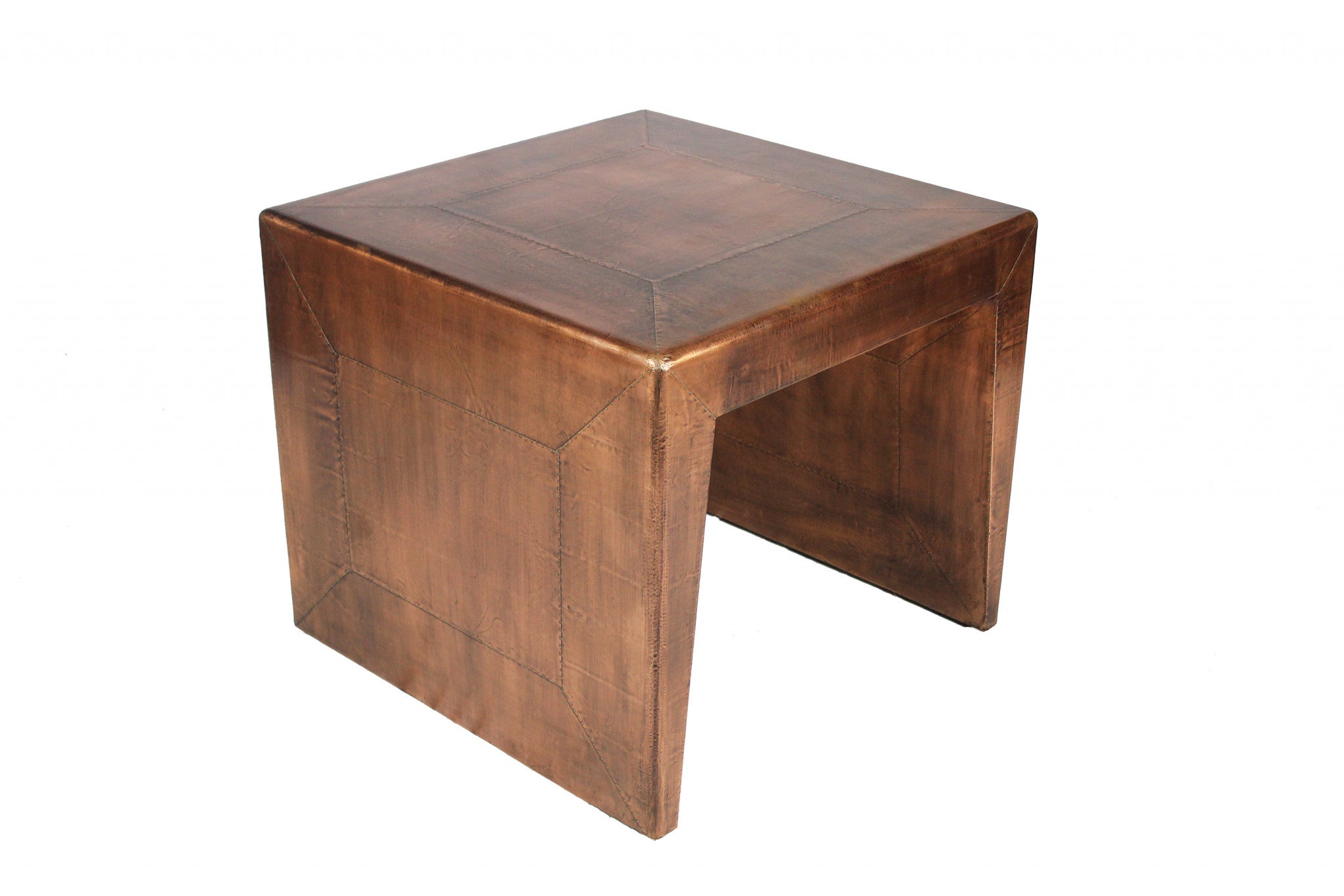 24" Copper Wood and Metal Square End Table-2