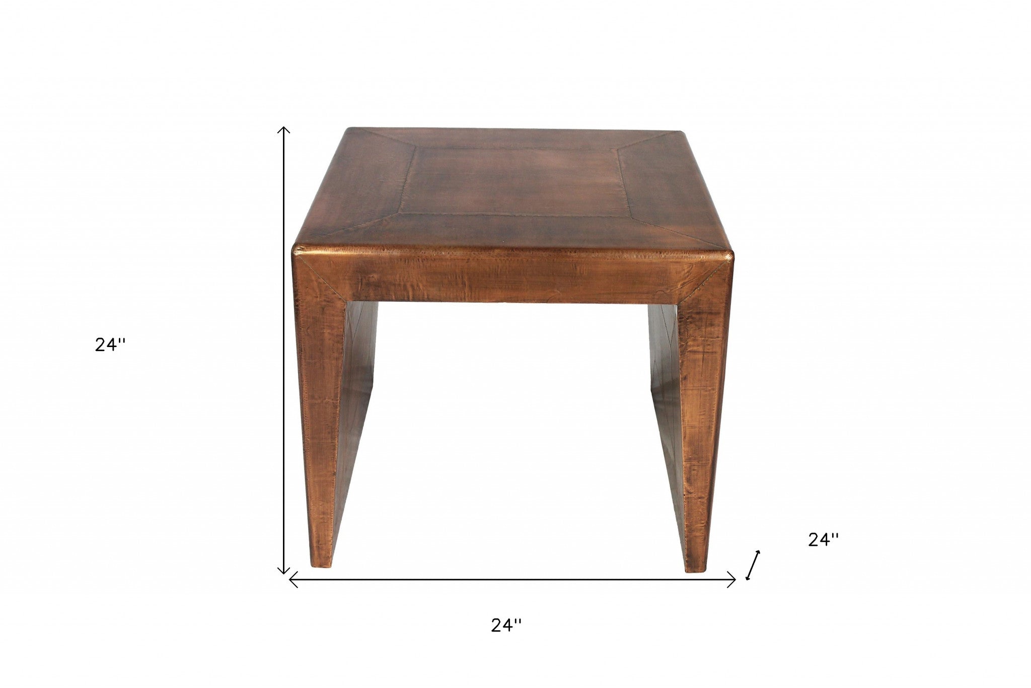 24" Copper Wood and Metal Square End Table-4
