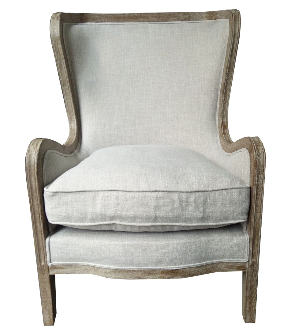 28" Ivory Taupe Linen Solid Color Lounge Chair-0