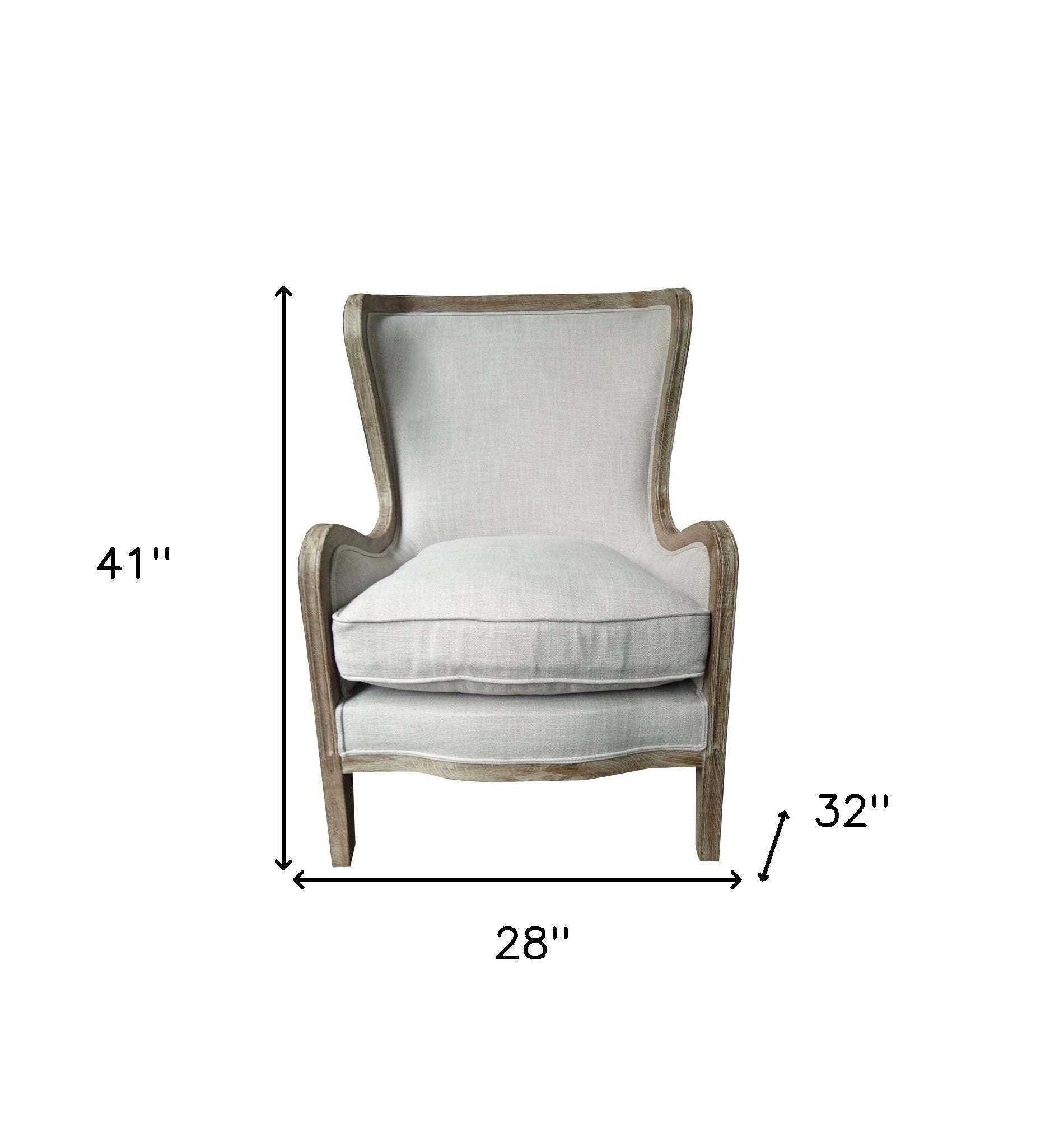 28" Ivory Taupe Linen Solid Color Lounge Chair-4