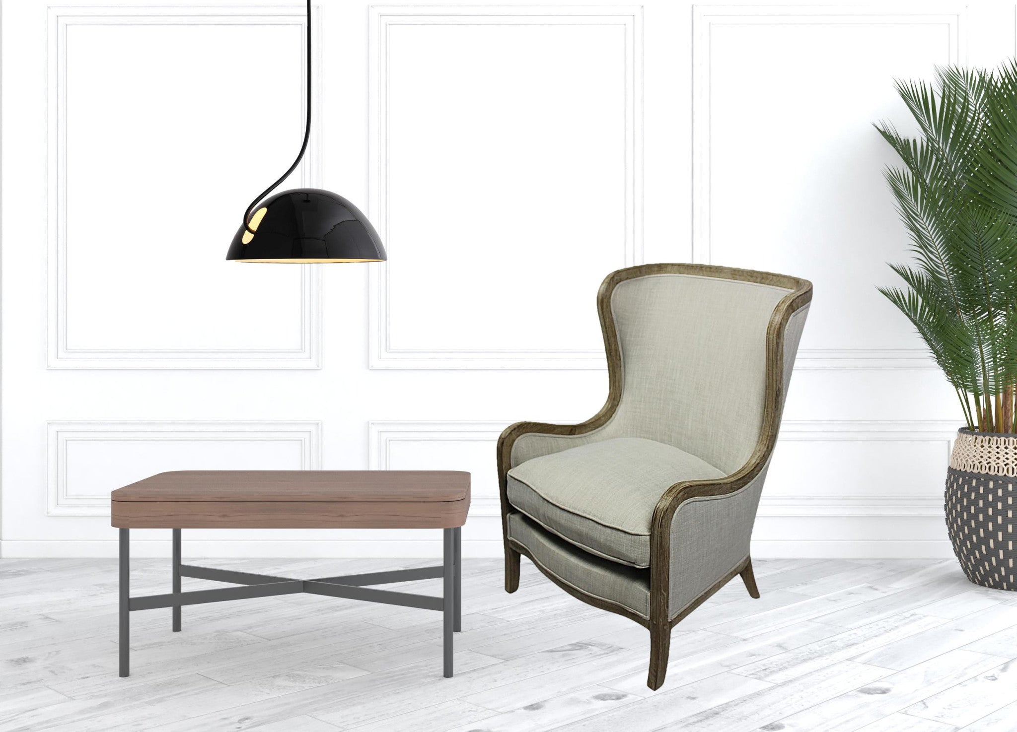 28" Ivory Taupe Linen Solid Color Lounge Chair-2