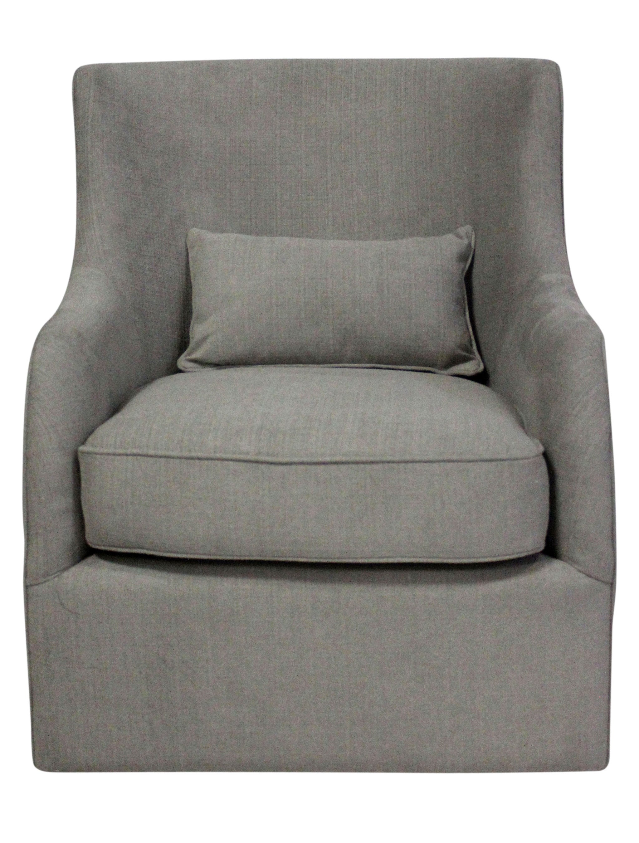 30" Gray Polyester Blend Solid Color Swivel Arm Chair-0