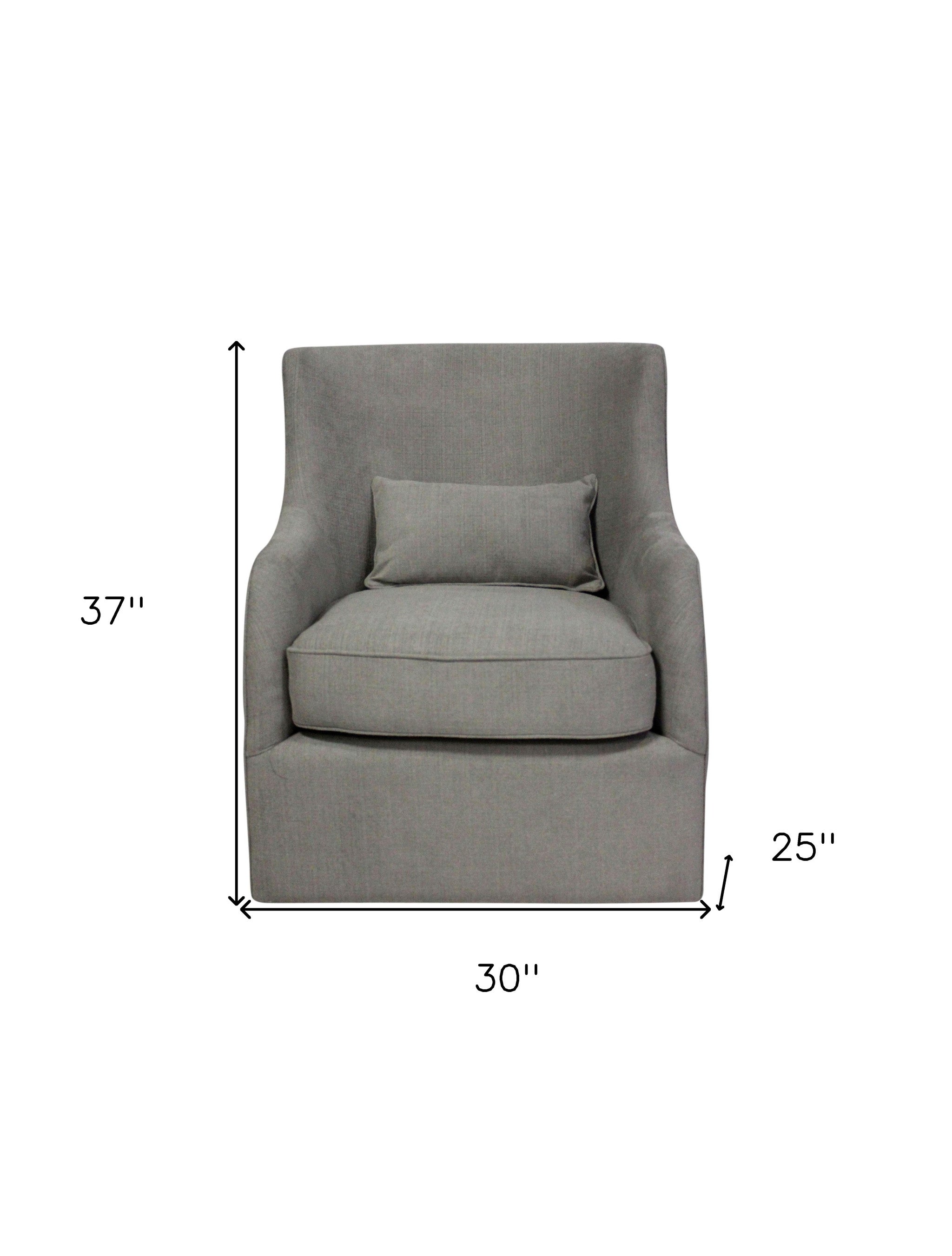30" Gray Polyester Blend Solid Color Swivel Arm Chair-5