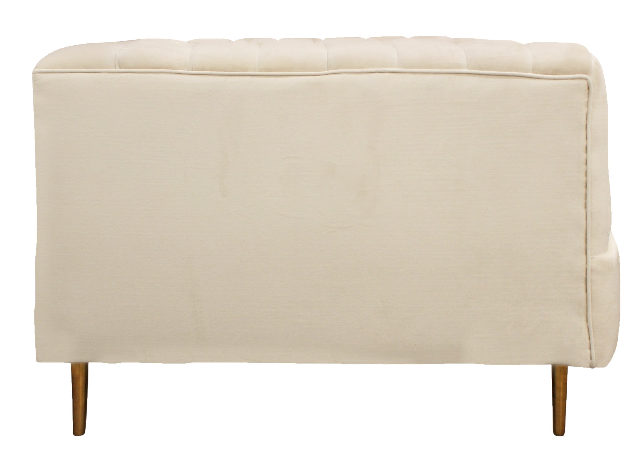 37" Ivory Velvet And Gold Solid Color Lounge Chair-4