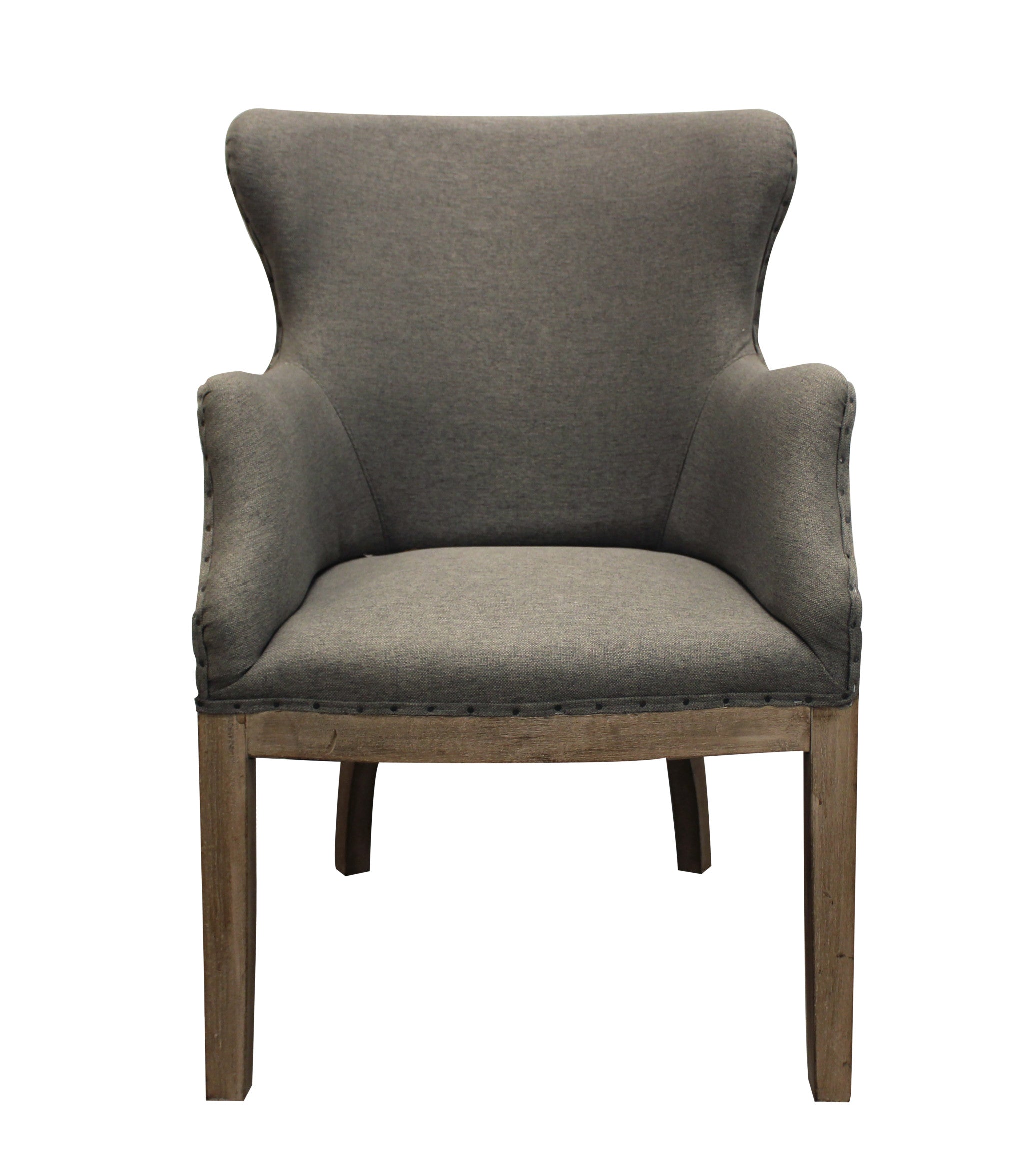 25" Gray Linen And Natural Solid Color Arm Chair-0