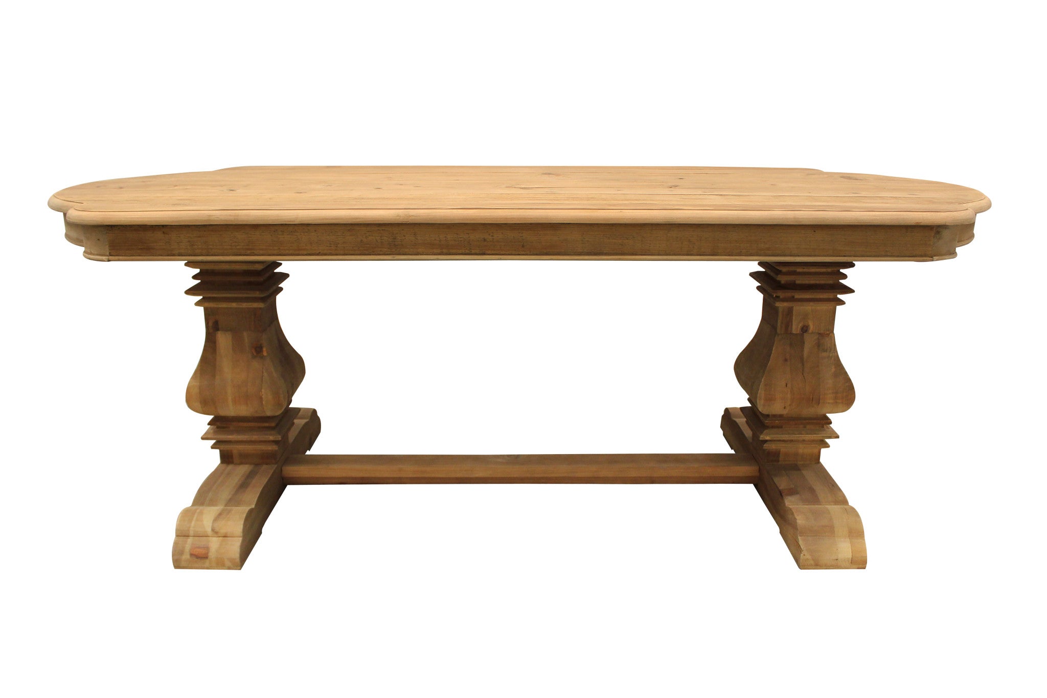 84" Natural Solid Wood Trestle Base Dining Table-1