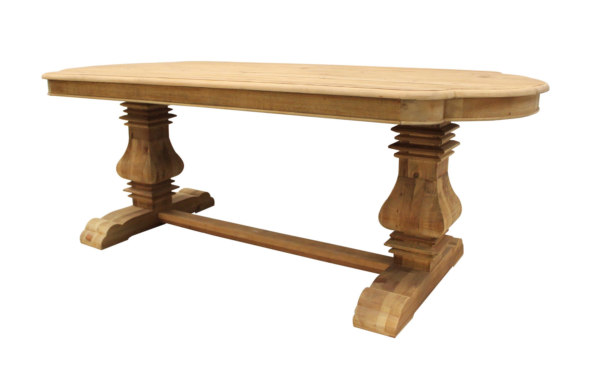 84" Natural Solid Wood Trestle Base Dining Table-3