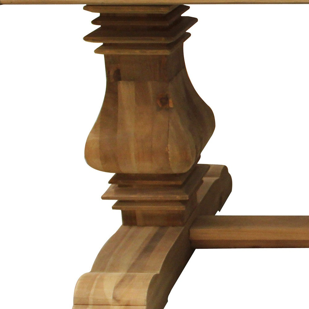 84" Natural Solid Wood Trestle Base Dining Table-4