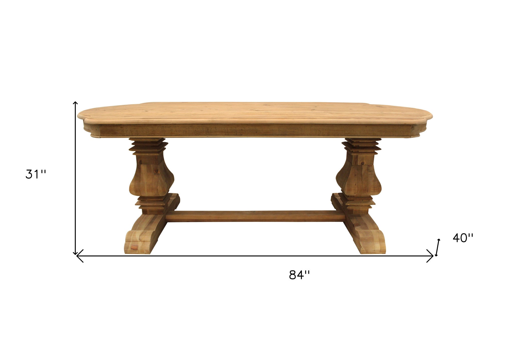 84" Natural Solid Wood Trestle Base Dining Table-5
