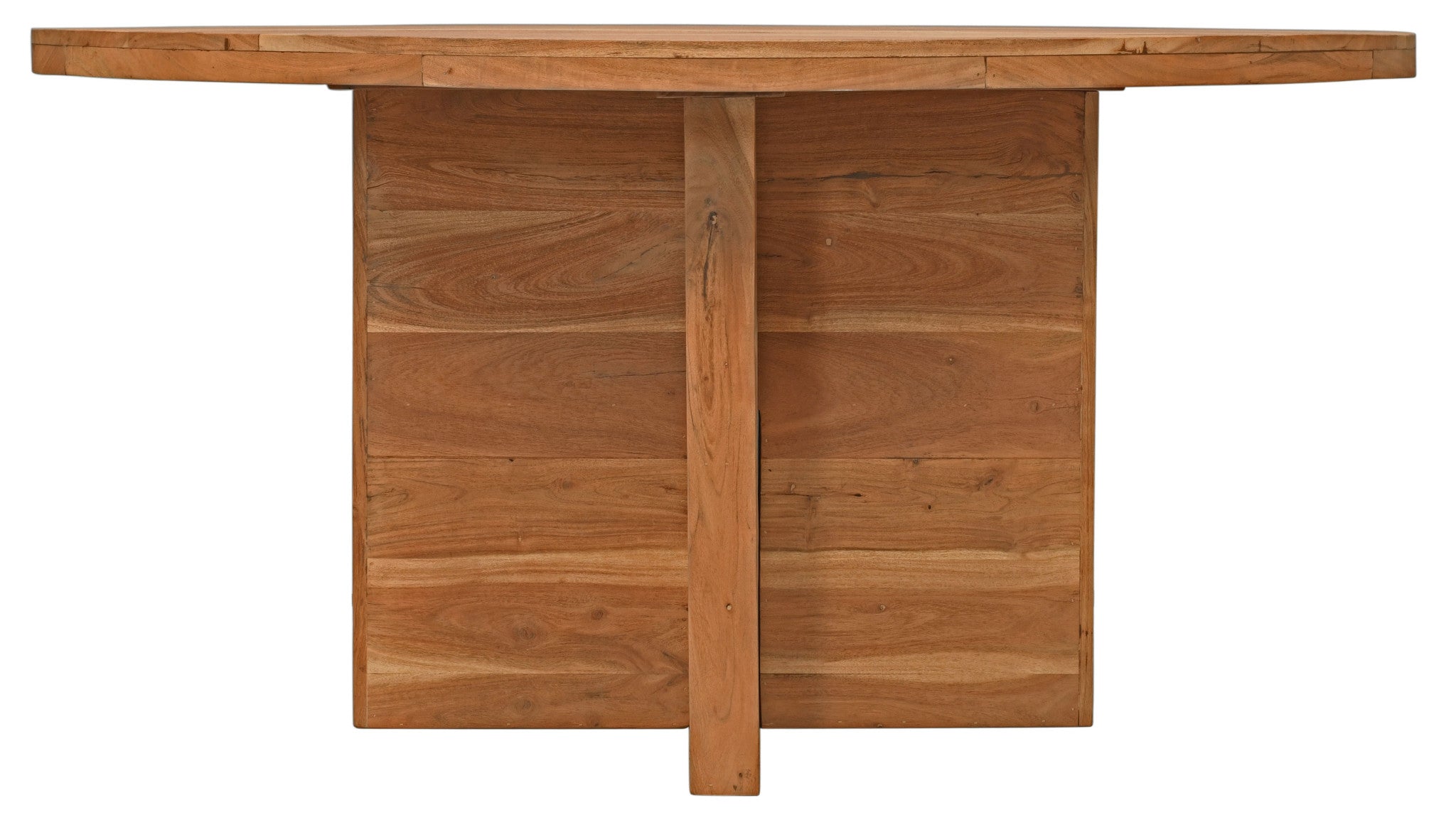 60" Natural Rounded Solid Wood Pedestal Base Dining Table-3