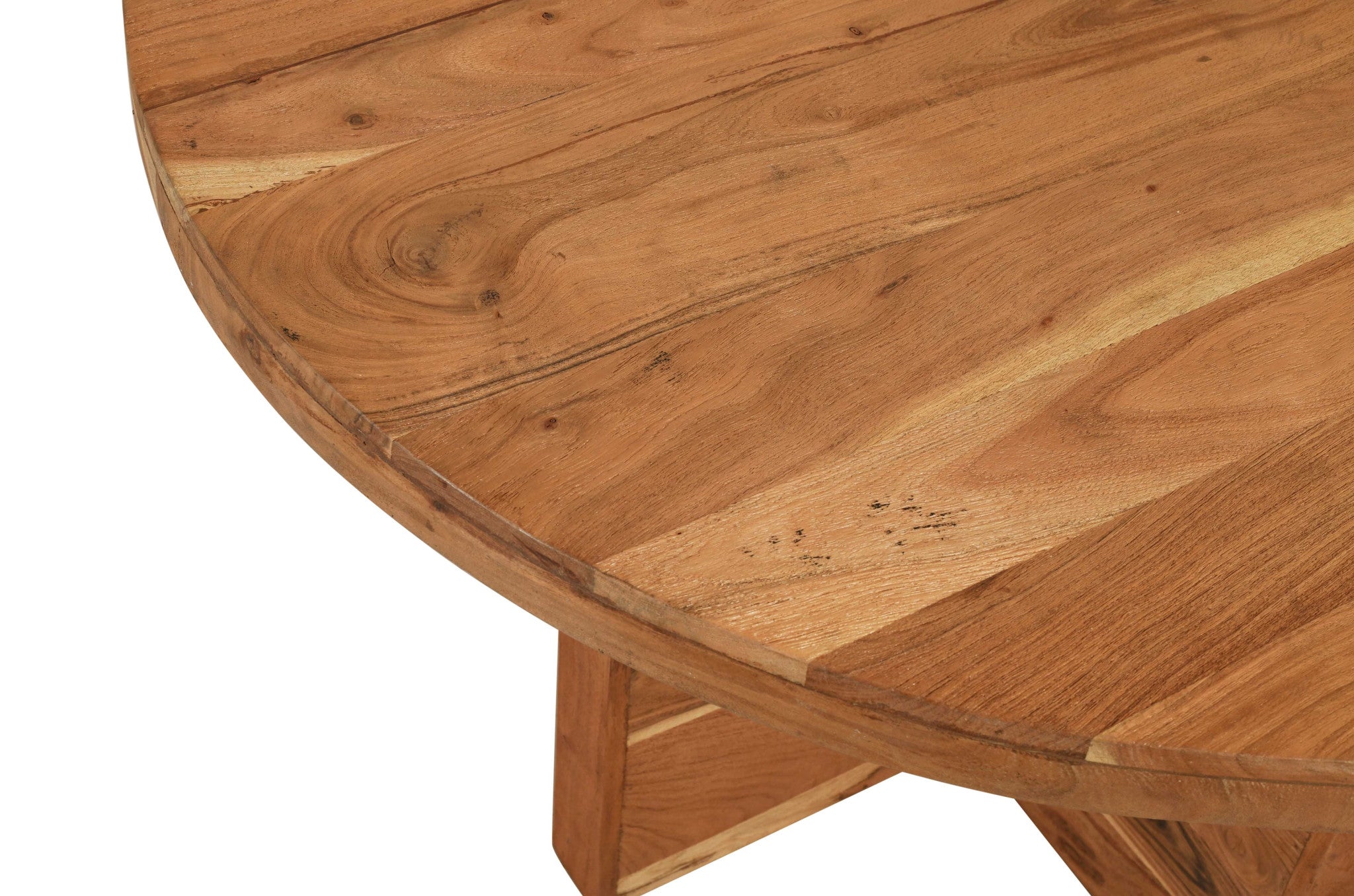 60" Natural Rounded Solid Wood Pedestal Base Dining Table-4