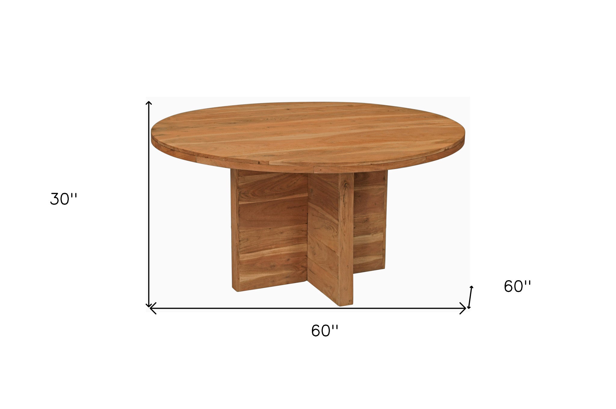 60" Natural Rounded Solid Wood Pedestal Base Dining Table-5