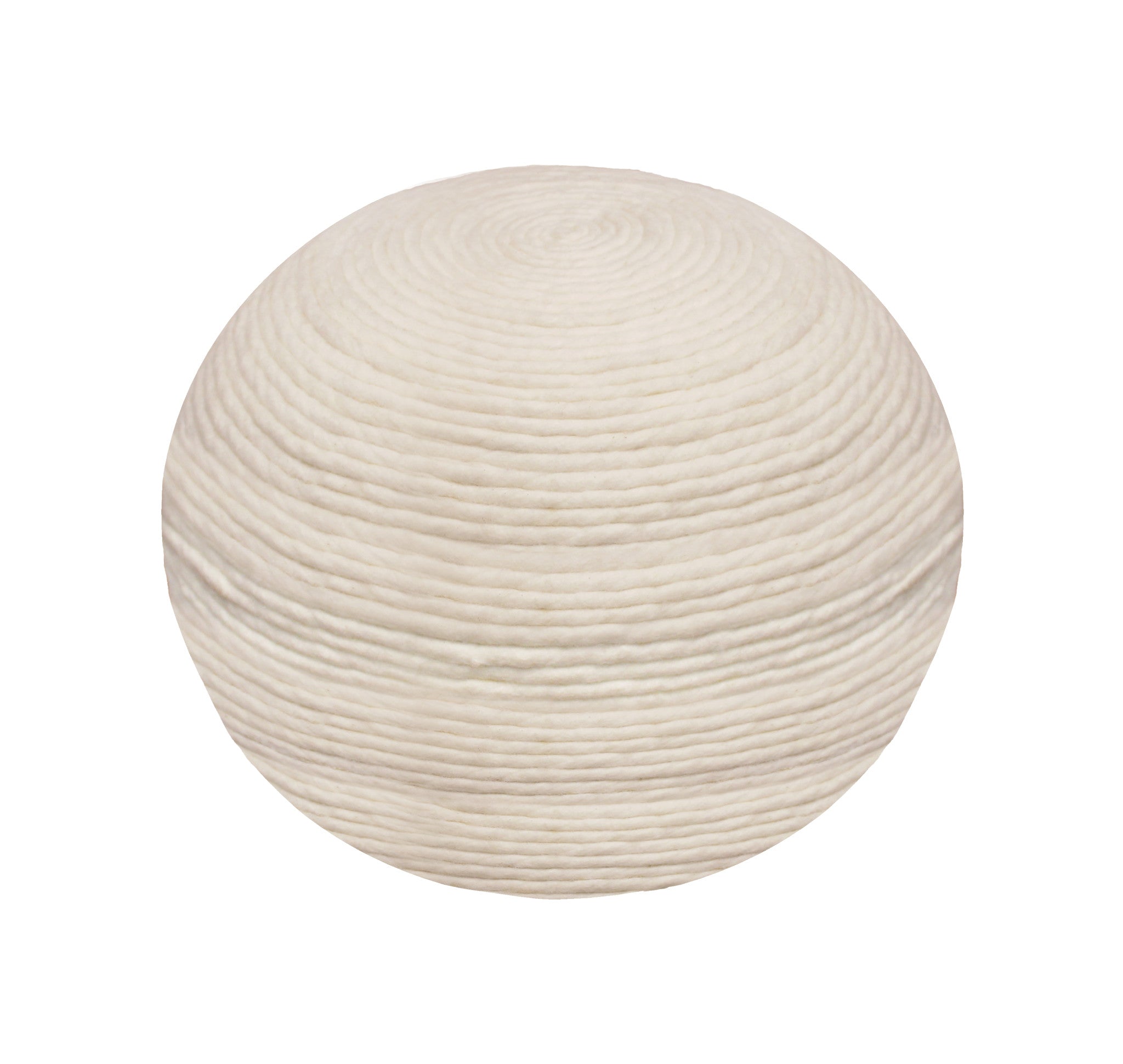 20" Ivory Wool Round Ribbed Pouf Ottoman-2