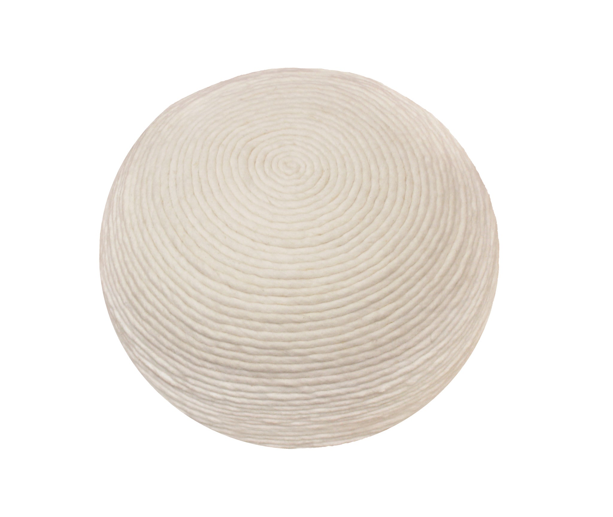 20" Ivory Wool Round Ribbed Pouf Ottoman-1