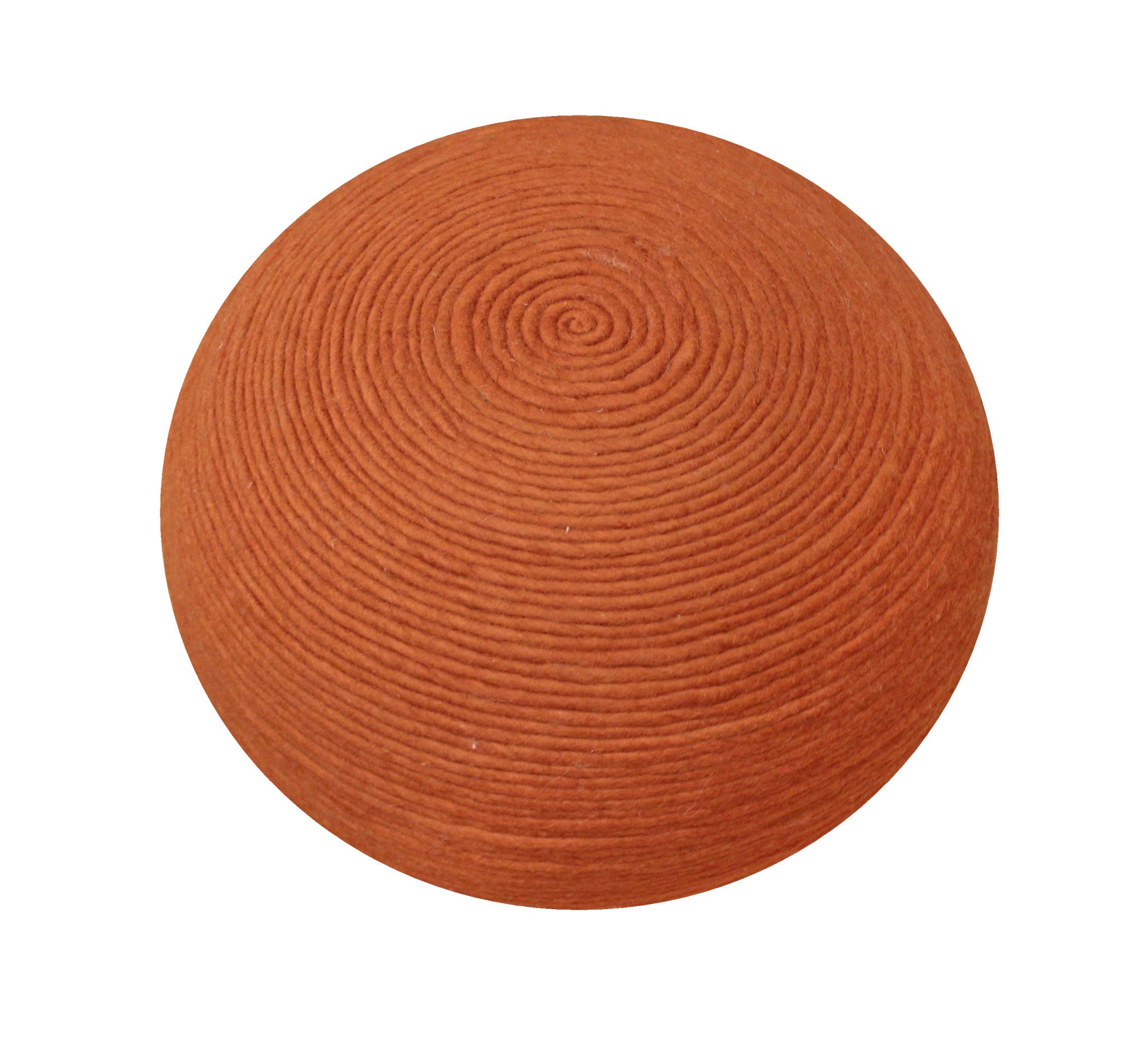 20" Orange Wool Round Ribbed Pouf Ottoman-1