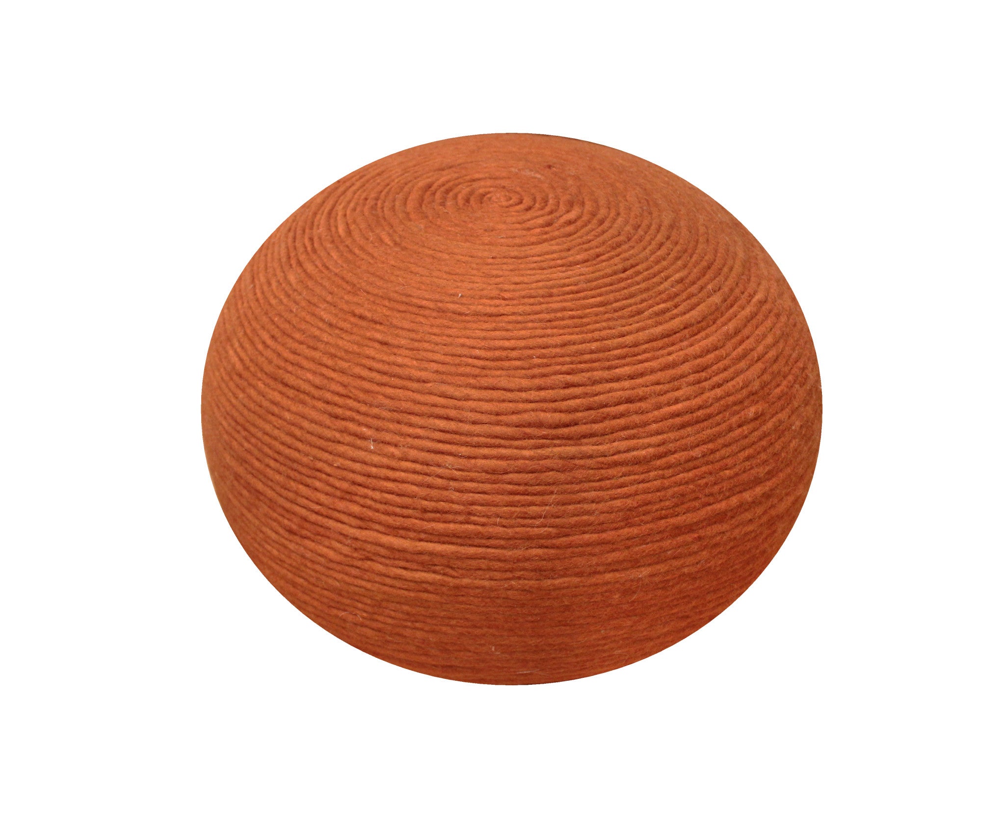 20" Orange Wool Round Ribbed Pouf Ottoman-3