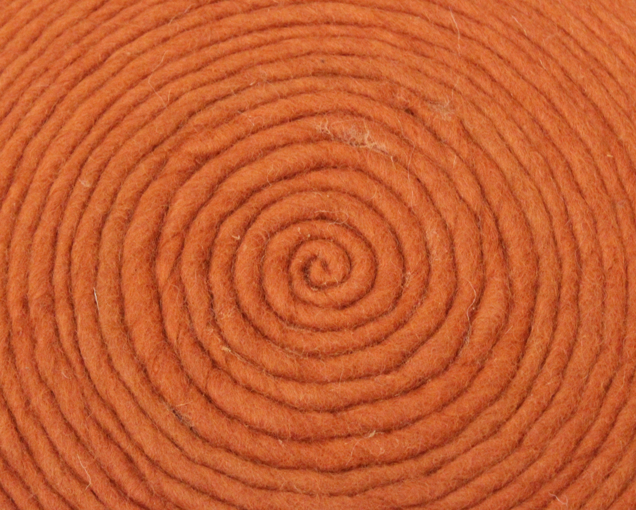 20" Orange Wool Round Ribbed Pouf Ottoman-5